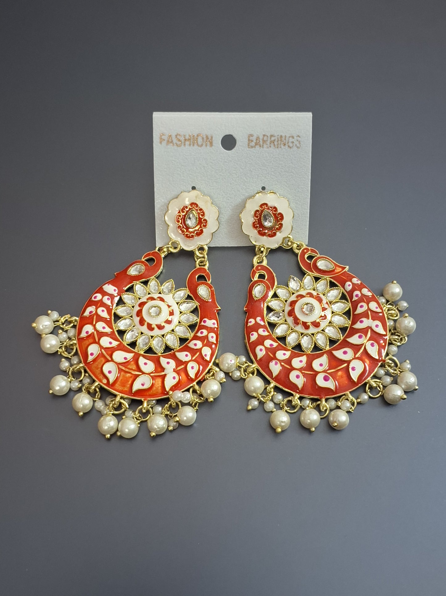 Red Colour chandbali earrings