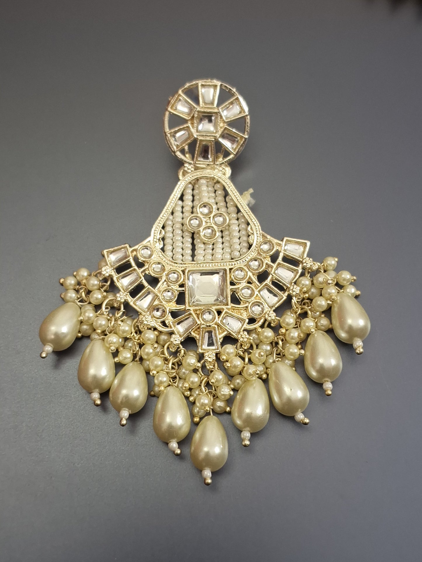 Golden Pearl white Colour Pearl Work Drop Earring