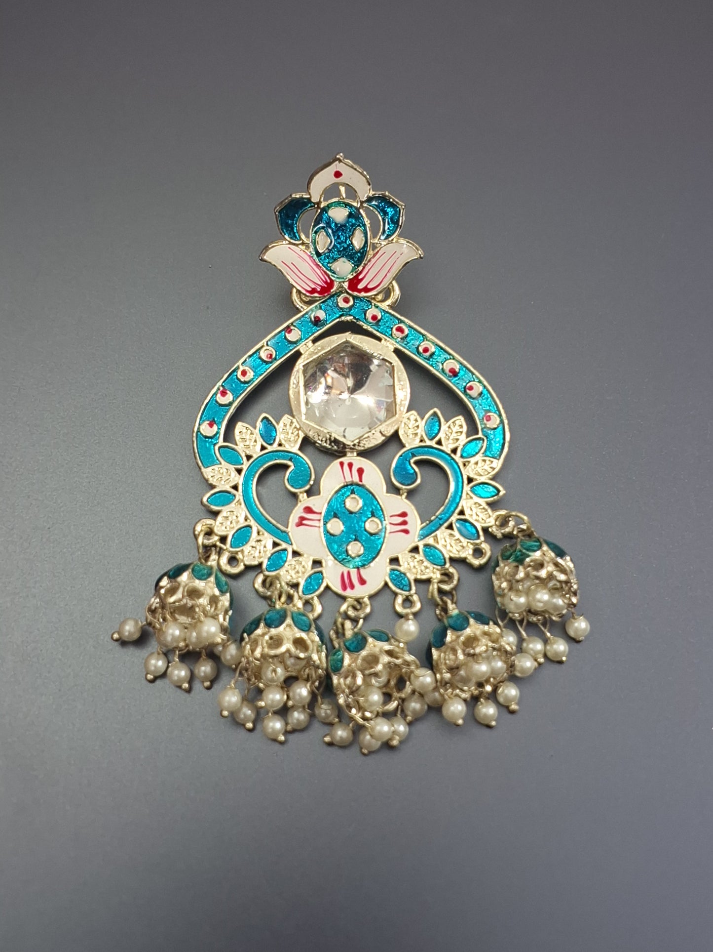 Turquoise Colour Heavy party wear Drop Earring