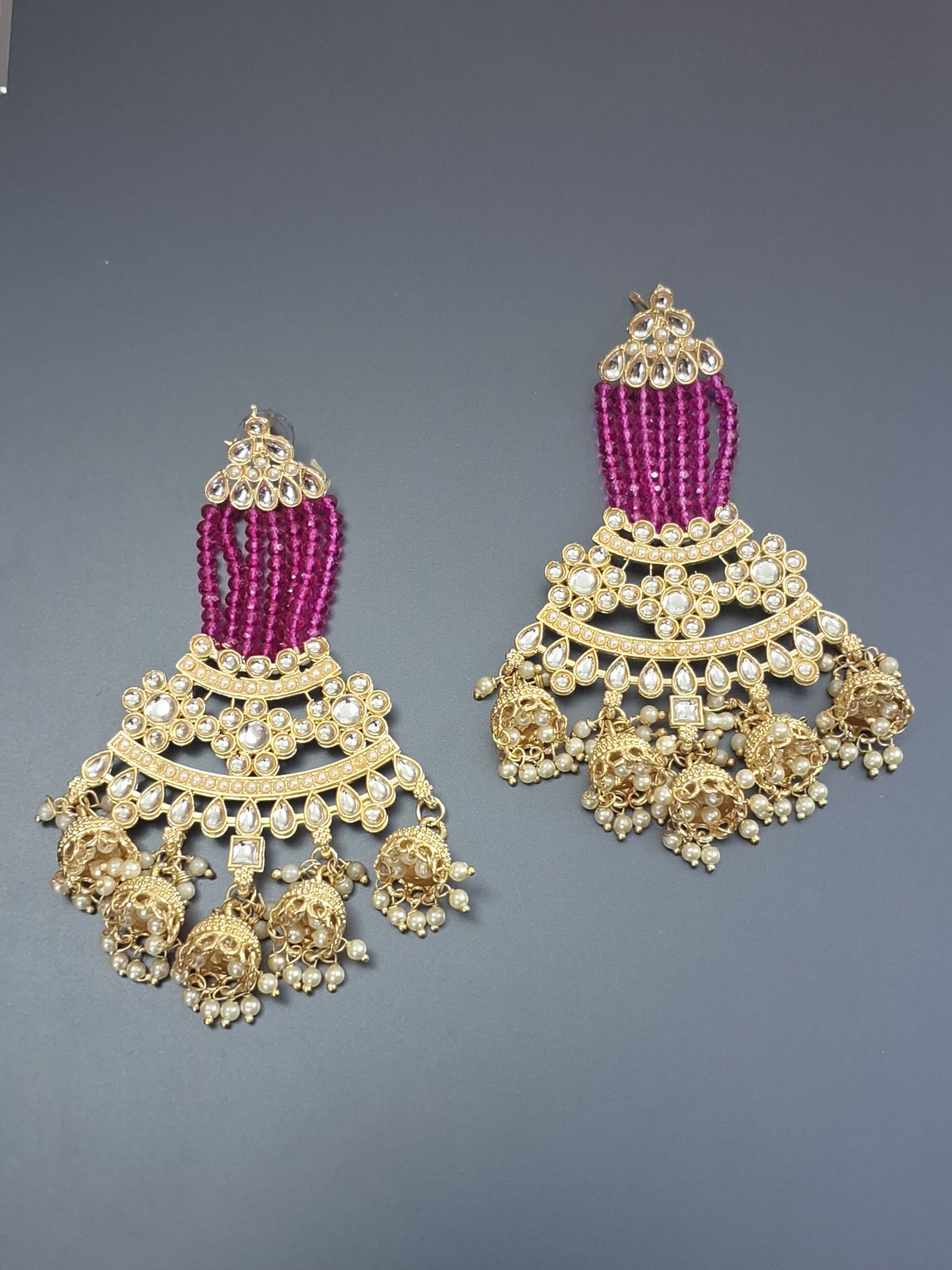 Pink colour Gold Plated Jhumka Earring