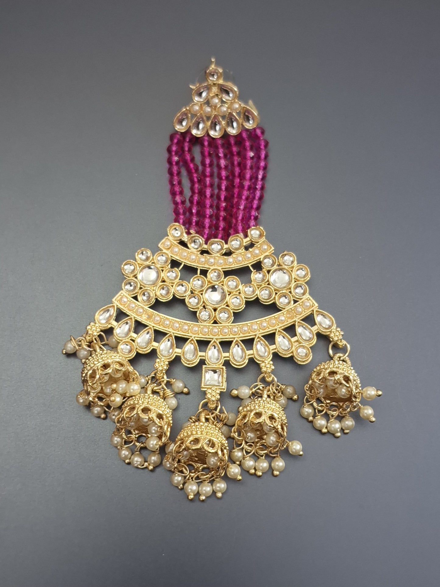 Pink colour Gold Plated Jhumka Earring