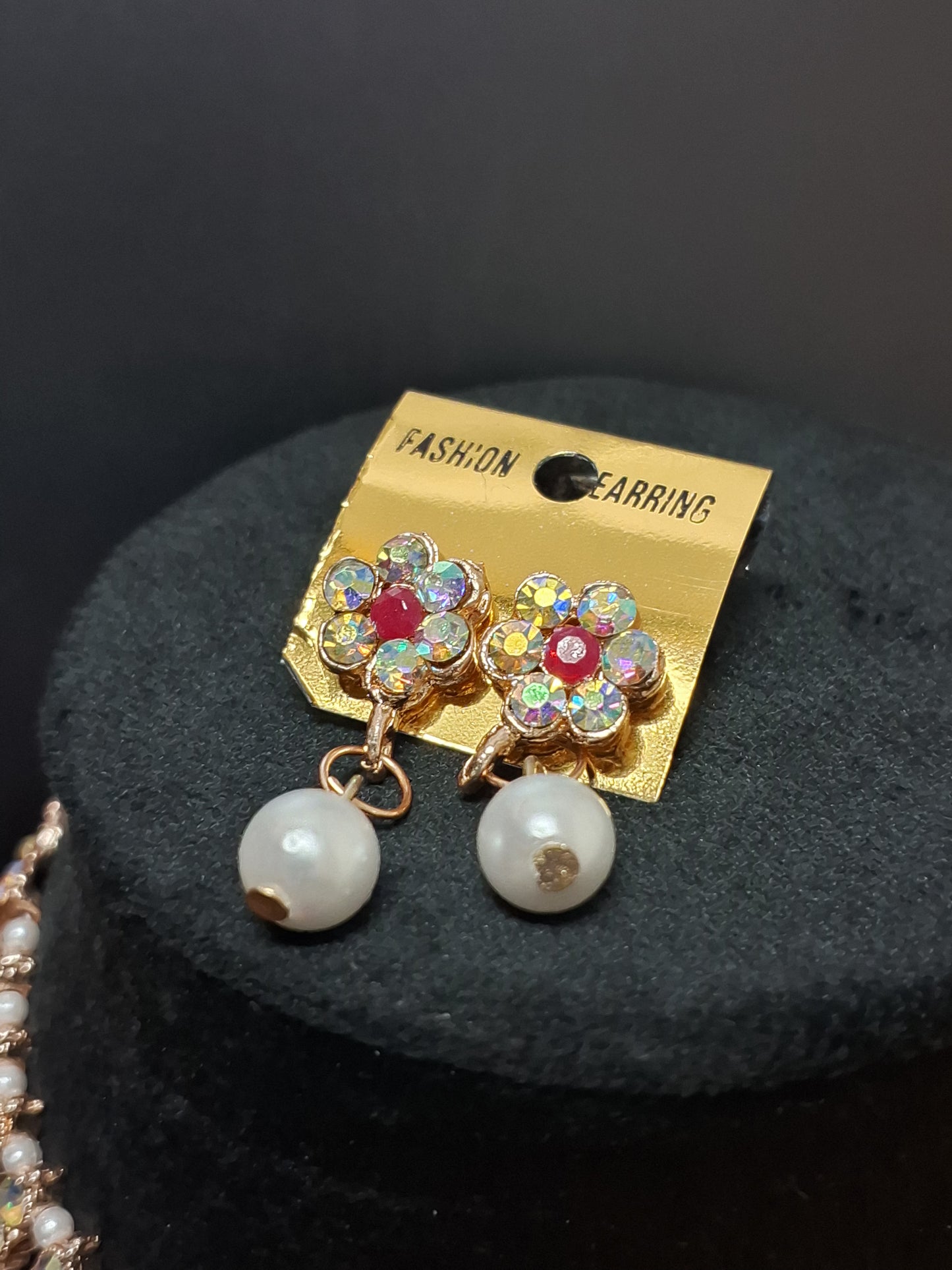 Pink Colour Kundan Necklace with Earring
