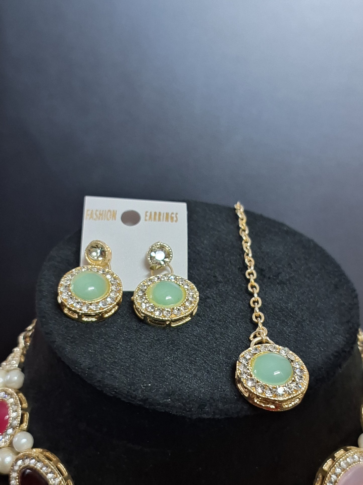 Multi Colour Kundan Choker Necklace with Earring & Maang Tikka