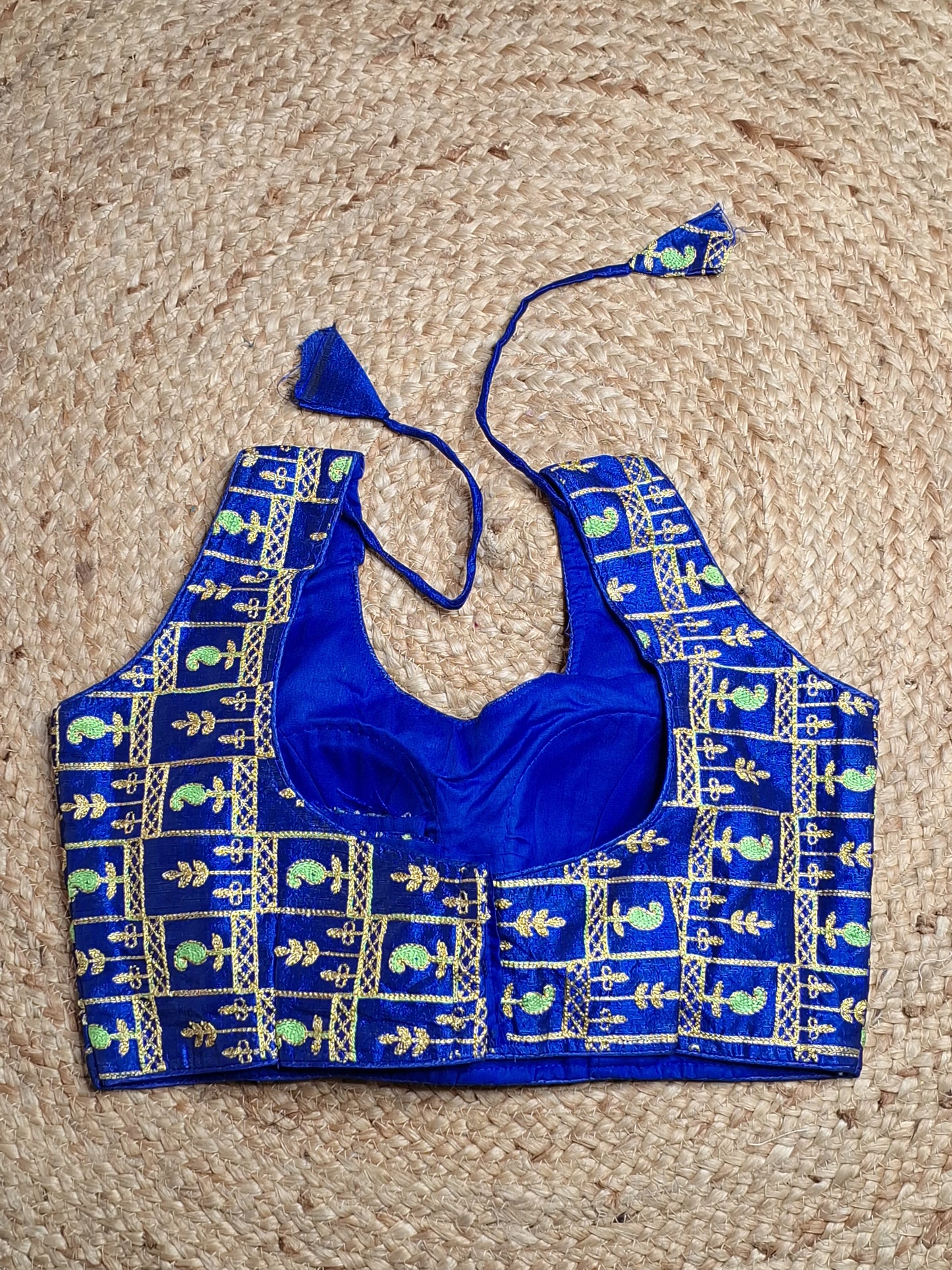 Blue Colour Designer Women Padded Blouse with Thread work and Sleeve Attached (36 Inch Bust Size)