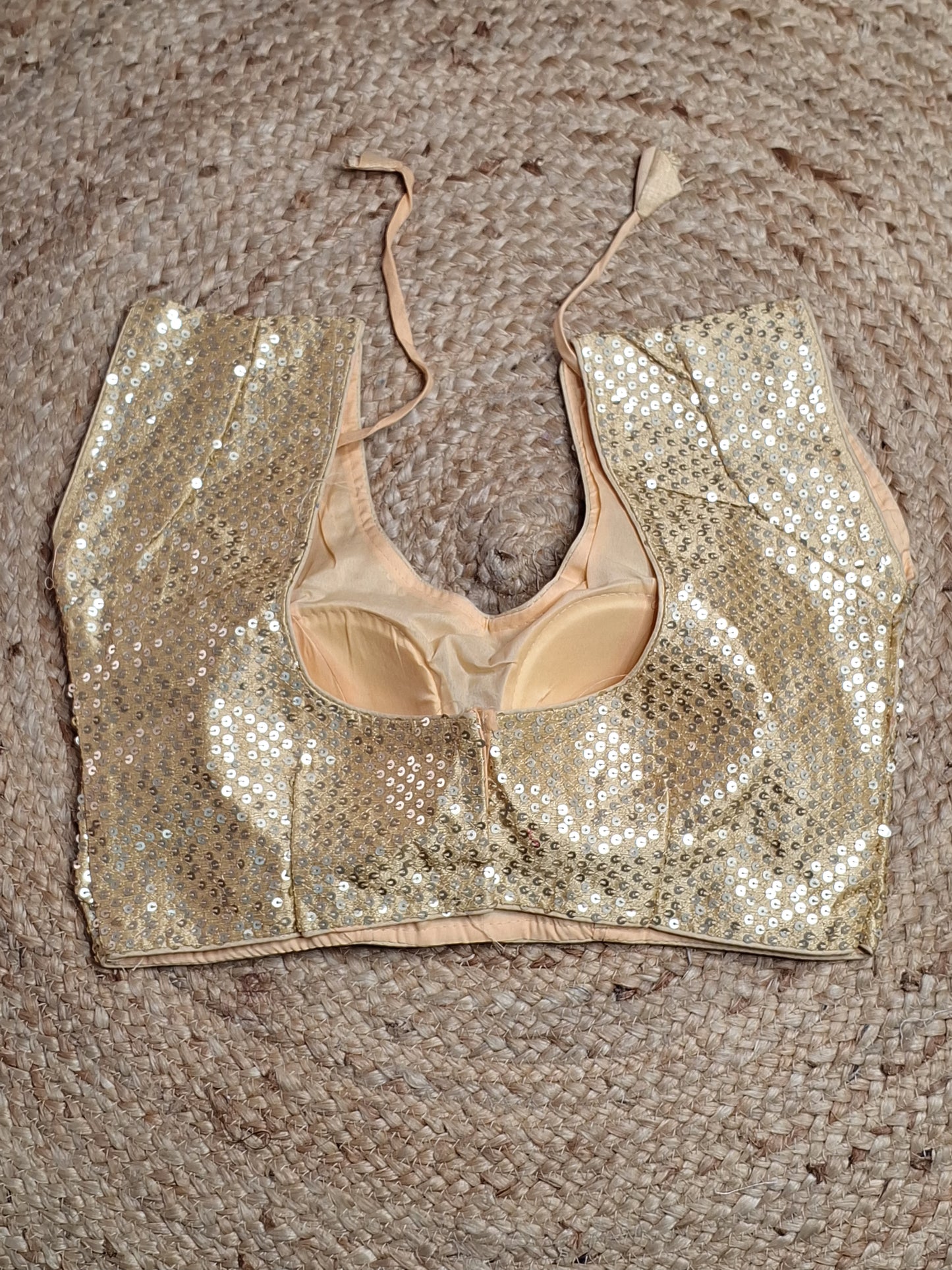 Golden Colour Designer Women Padded Blouse with Sequence work (36 Inch Bust Size)