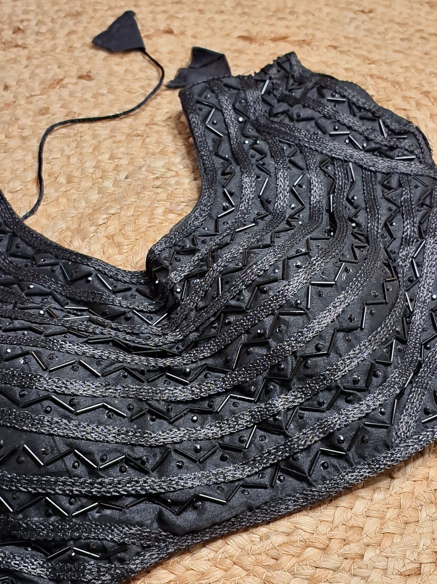 Black Colour Designer Women Padded Blouse with Moti & Lace Work (36 Inch Bust Size with 1 Inch Margin both side, customer can alter as per their need)