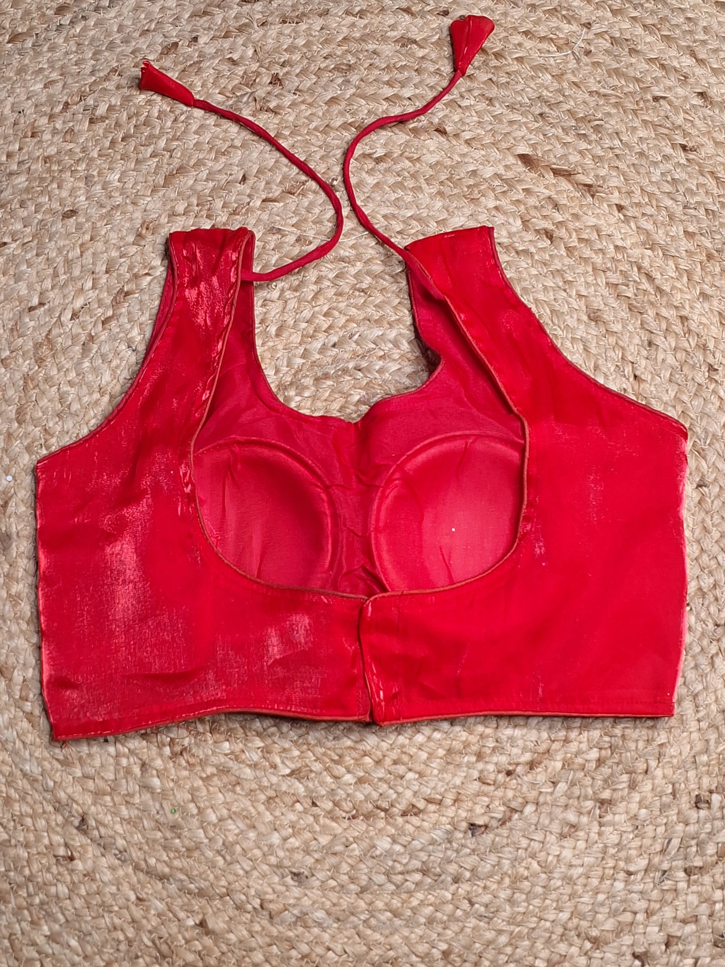 Red Colour Women Padded Blouse with Sleeve Attached (36 Inch Bust Size)