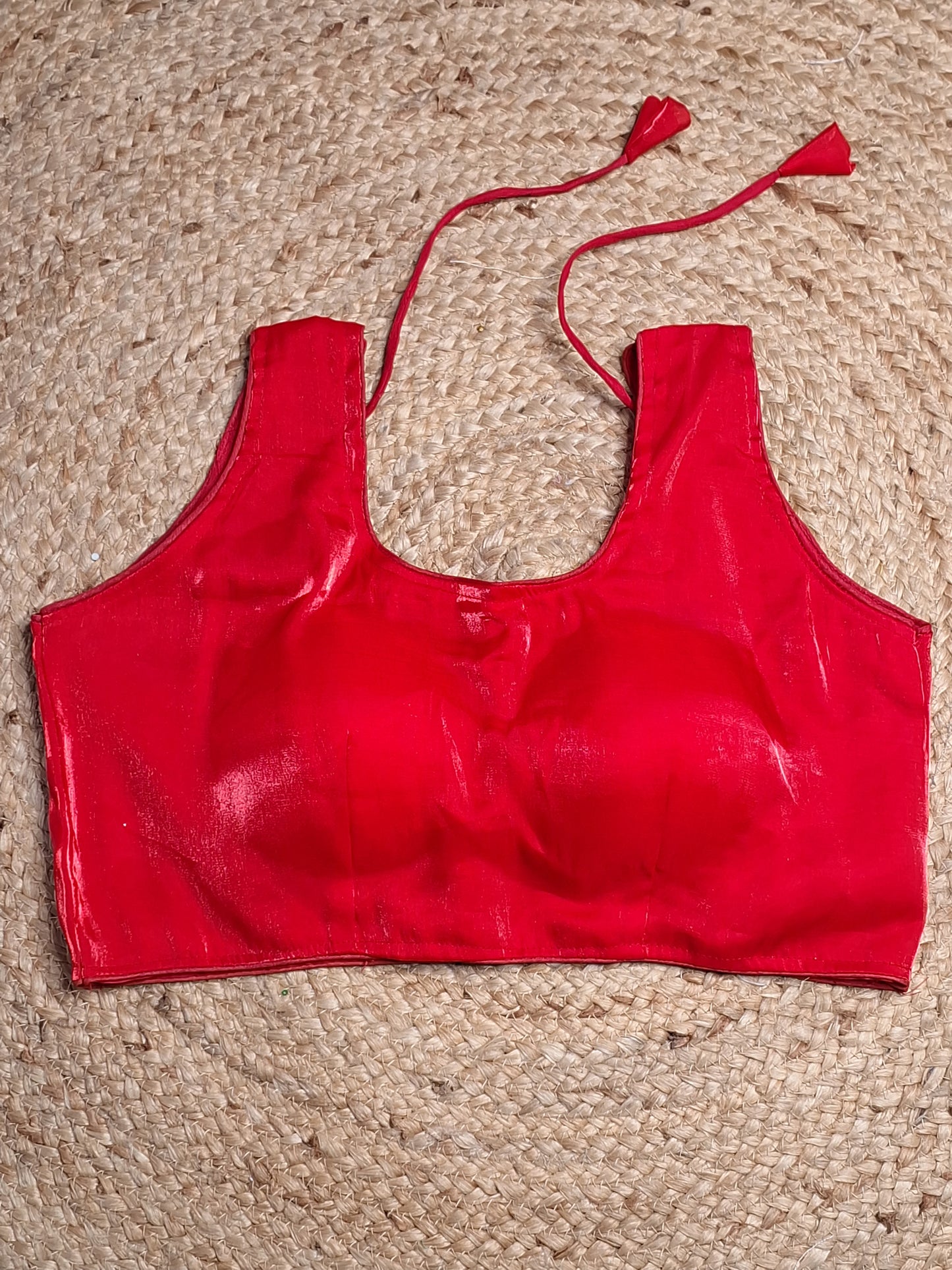 Red Colour Women Padded Blouse with Sleeve Attached (36 Inch Bust Size)