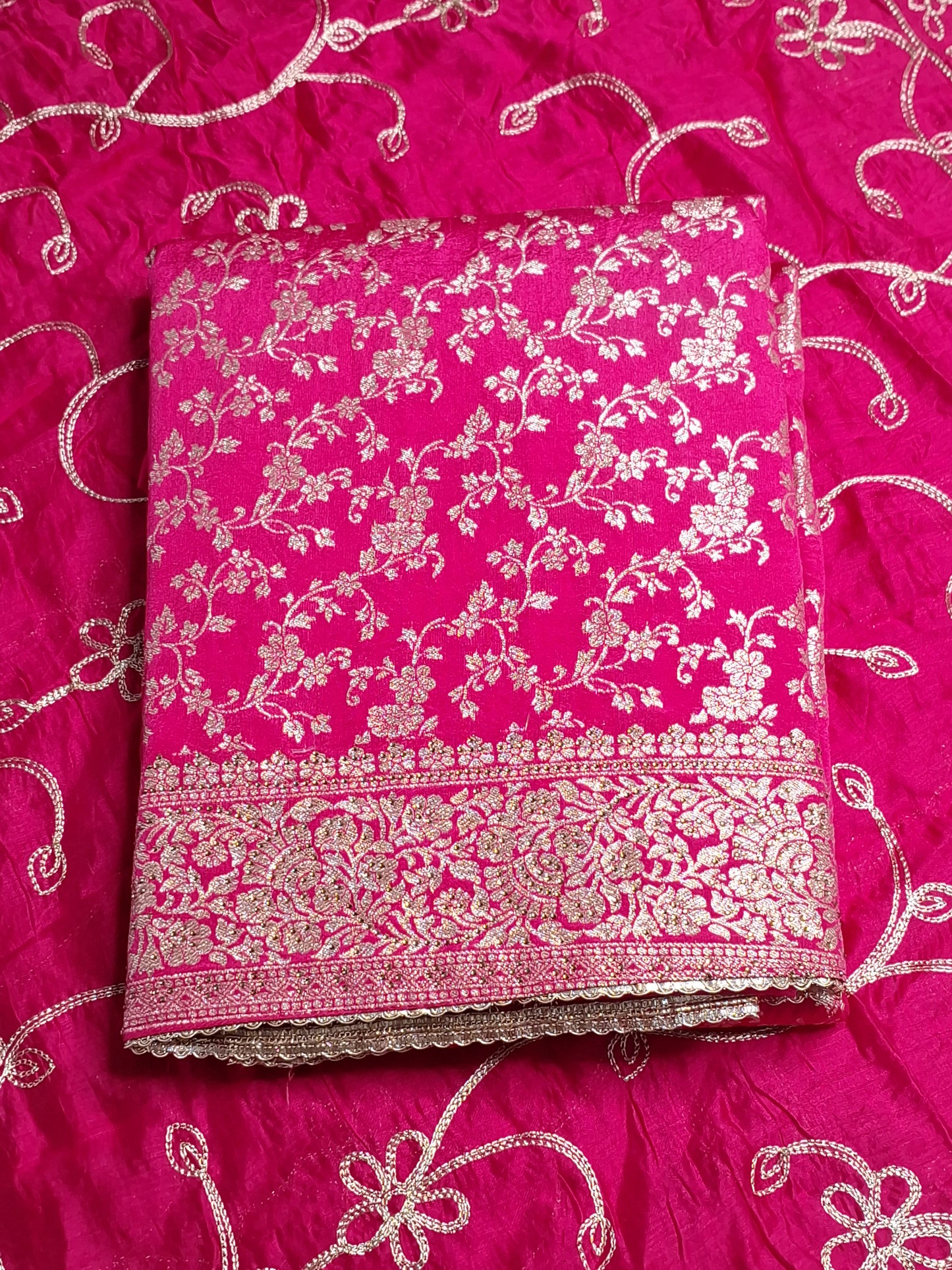 Pink Colour Banarasi Unstitched Suit Fabric with Dupatta