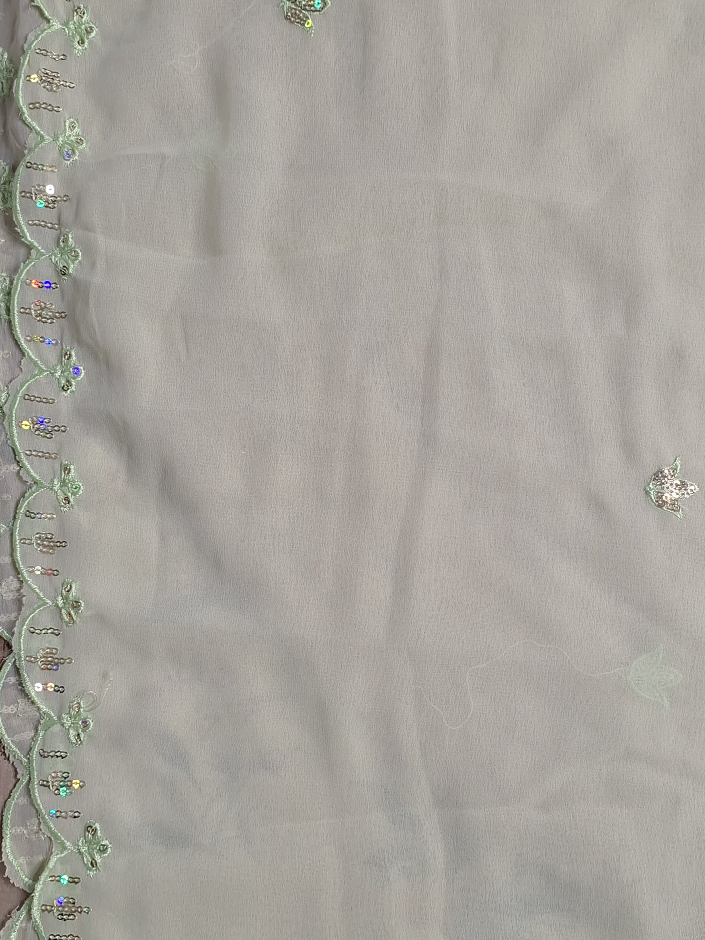 Pista Green Colour Thread & Sequence Work Unstitched Suit Fabric with Dupatta