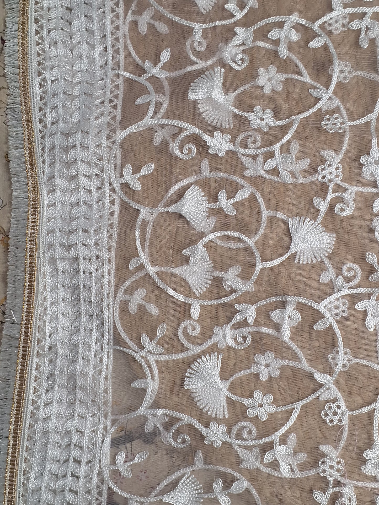 Baby Pink Colour Moti Work Unstitched Suit Fabric with Dupatta