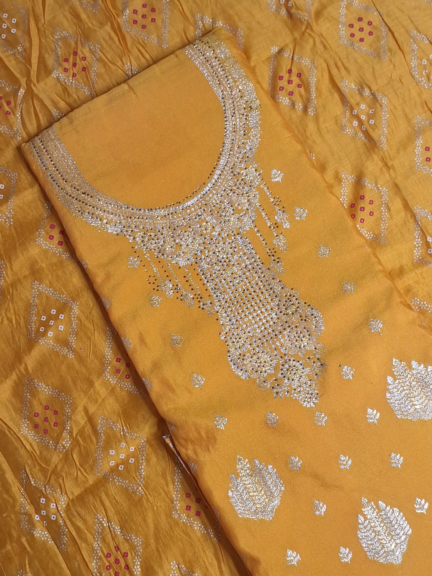 Yellow Colour Weaving Work Unstitched Suit Fabric with Dupatta