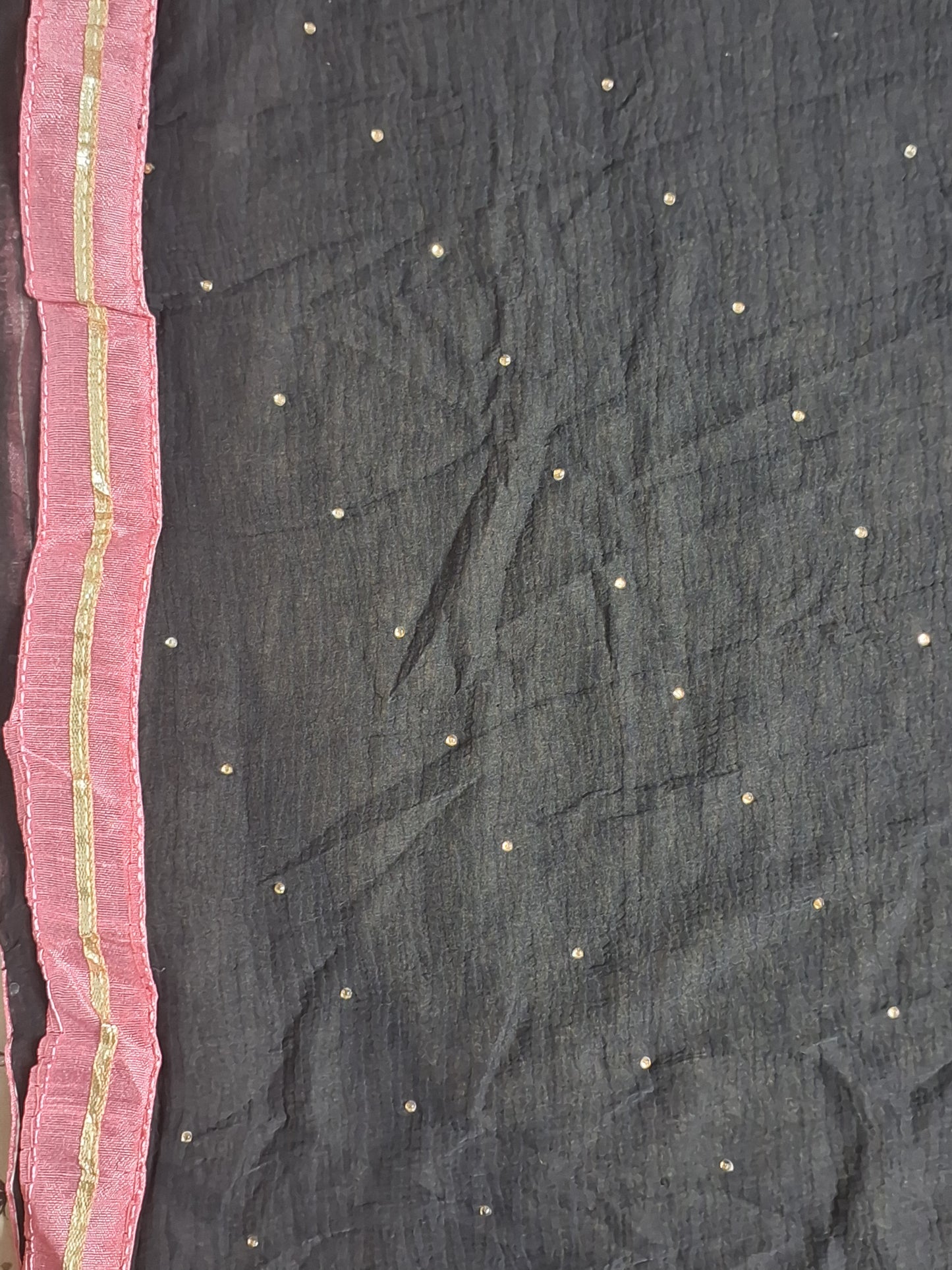 Black Colour Zari & Thread Work Unstitched Suit Fabric with Dupatta