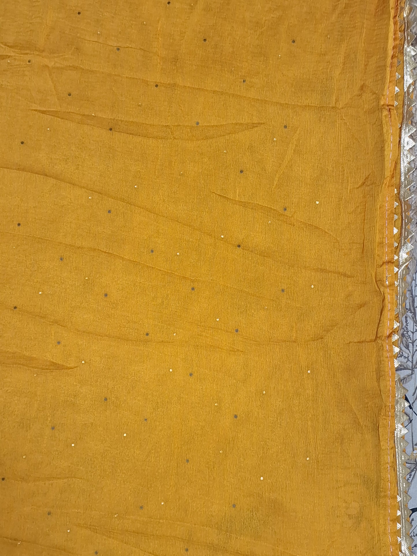 Mustard Colour Bandhani Work Unstitched Suit Fabric with Dupatta