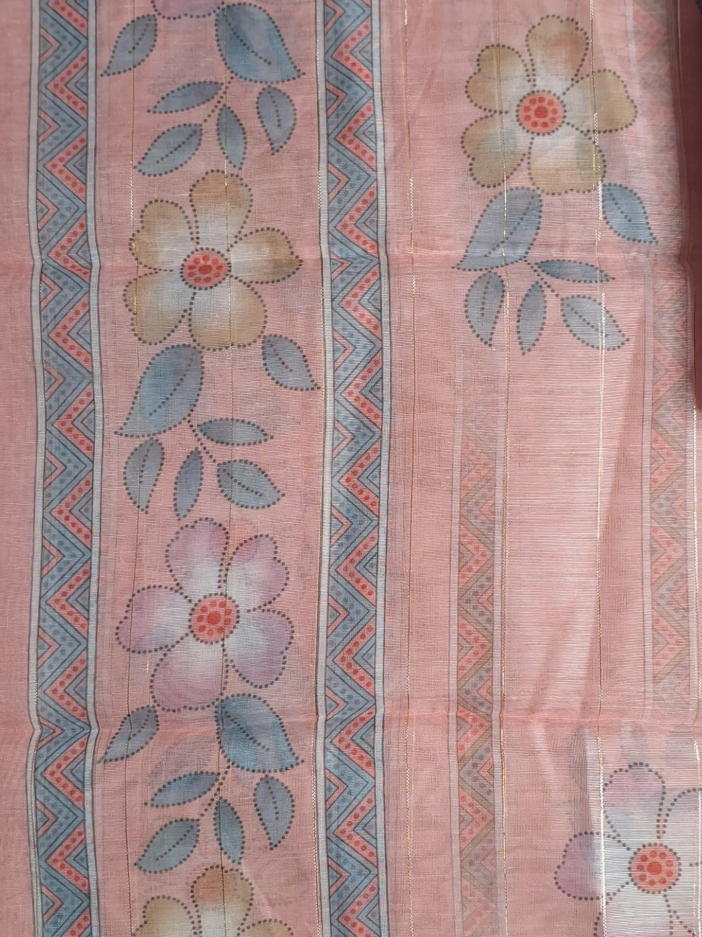 Peach Colour Digital print Unstitched Suit Fabric with Dupatta