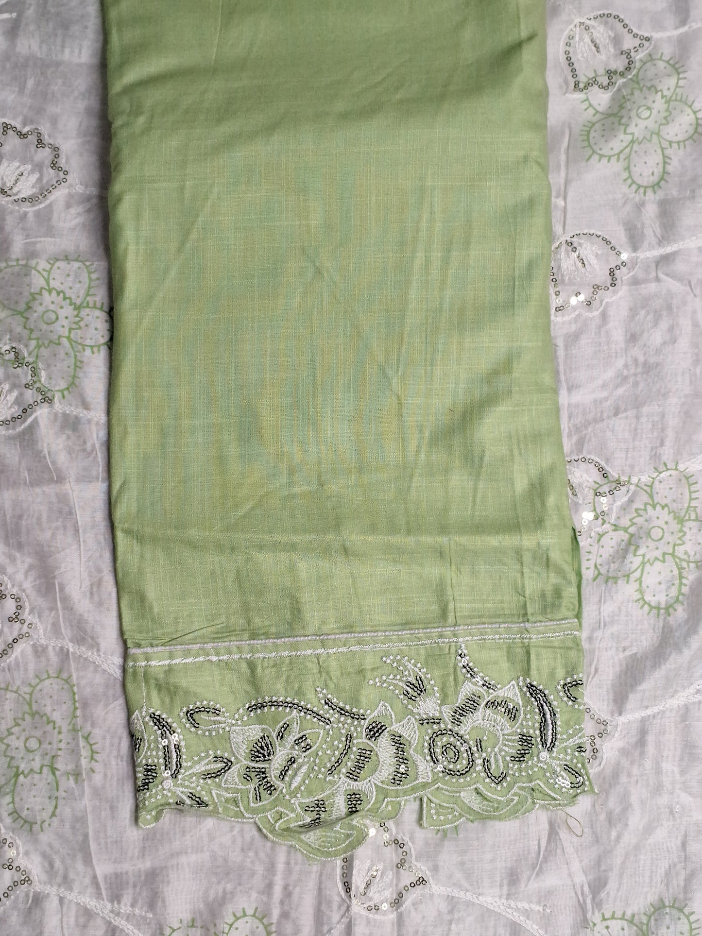 Pista Green Colour Unstitched Suit Fabric with Dupatta
