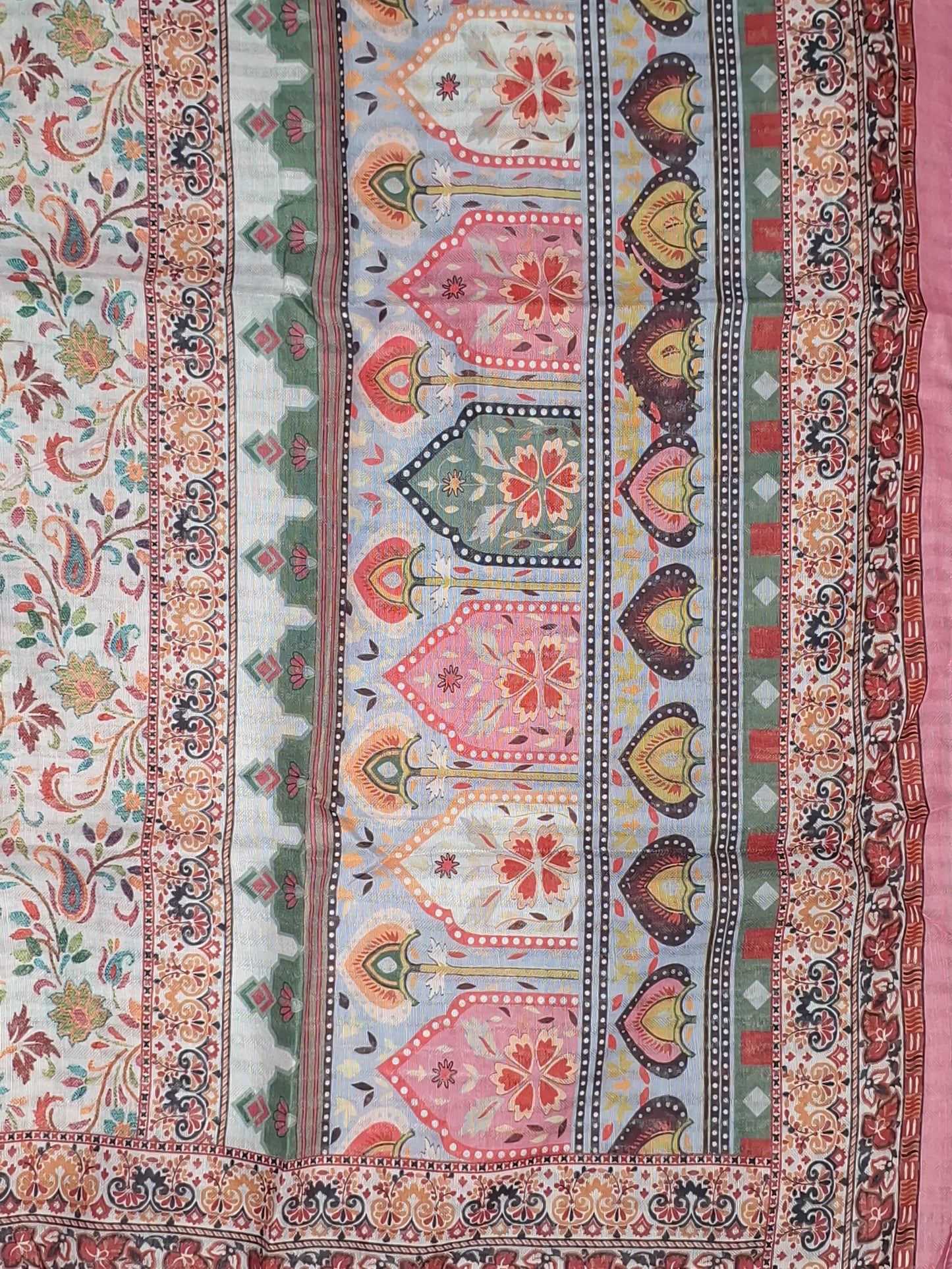 Coral Pink Colour Digital print Unstitched Suit Fabric with Dupatta