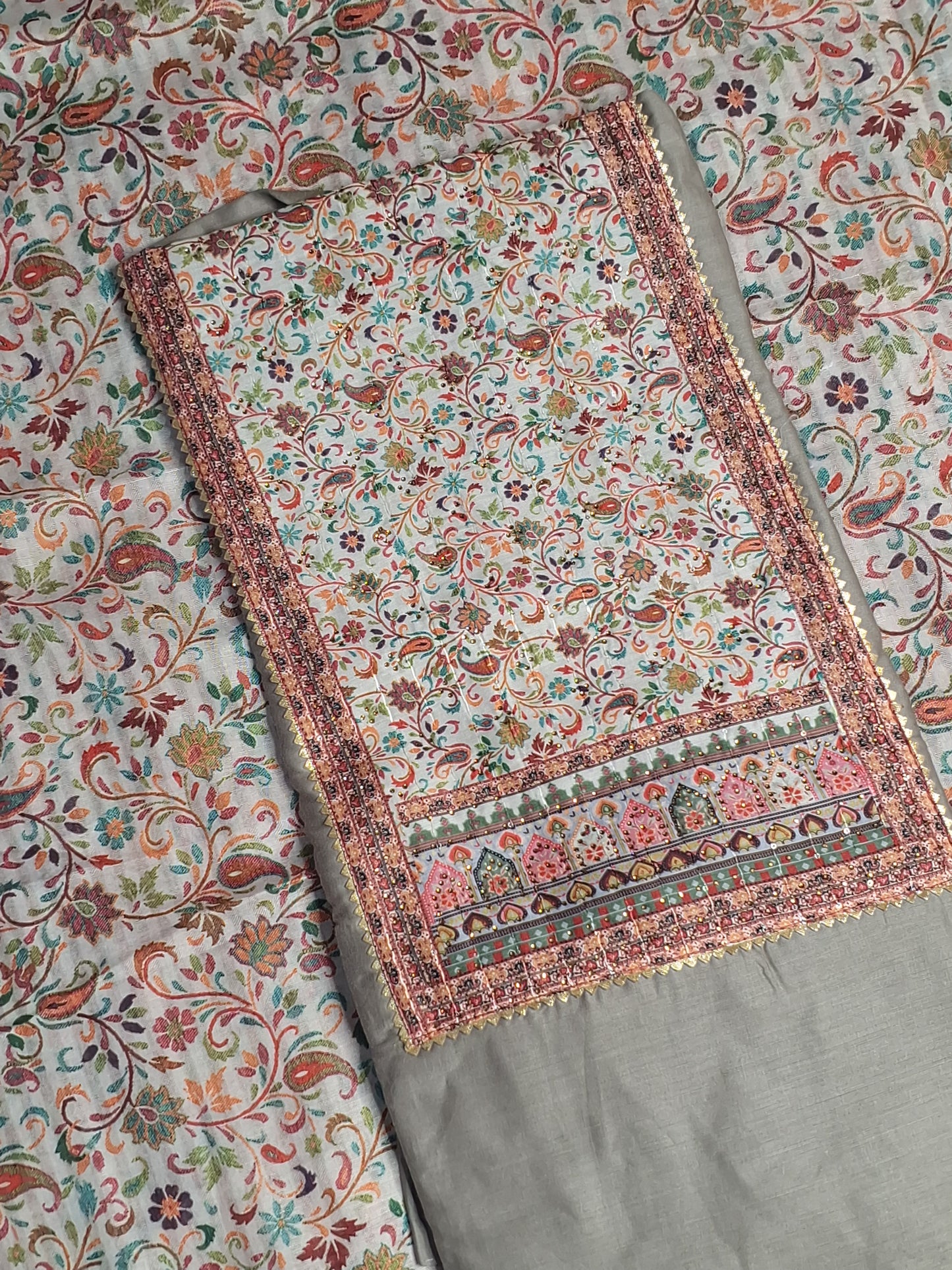Coffee Brown Colour Digital print Unstitched Suit Fabric with Dupatta