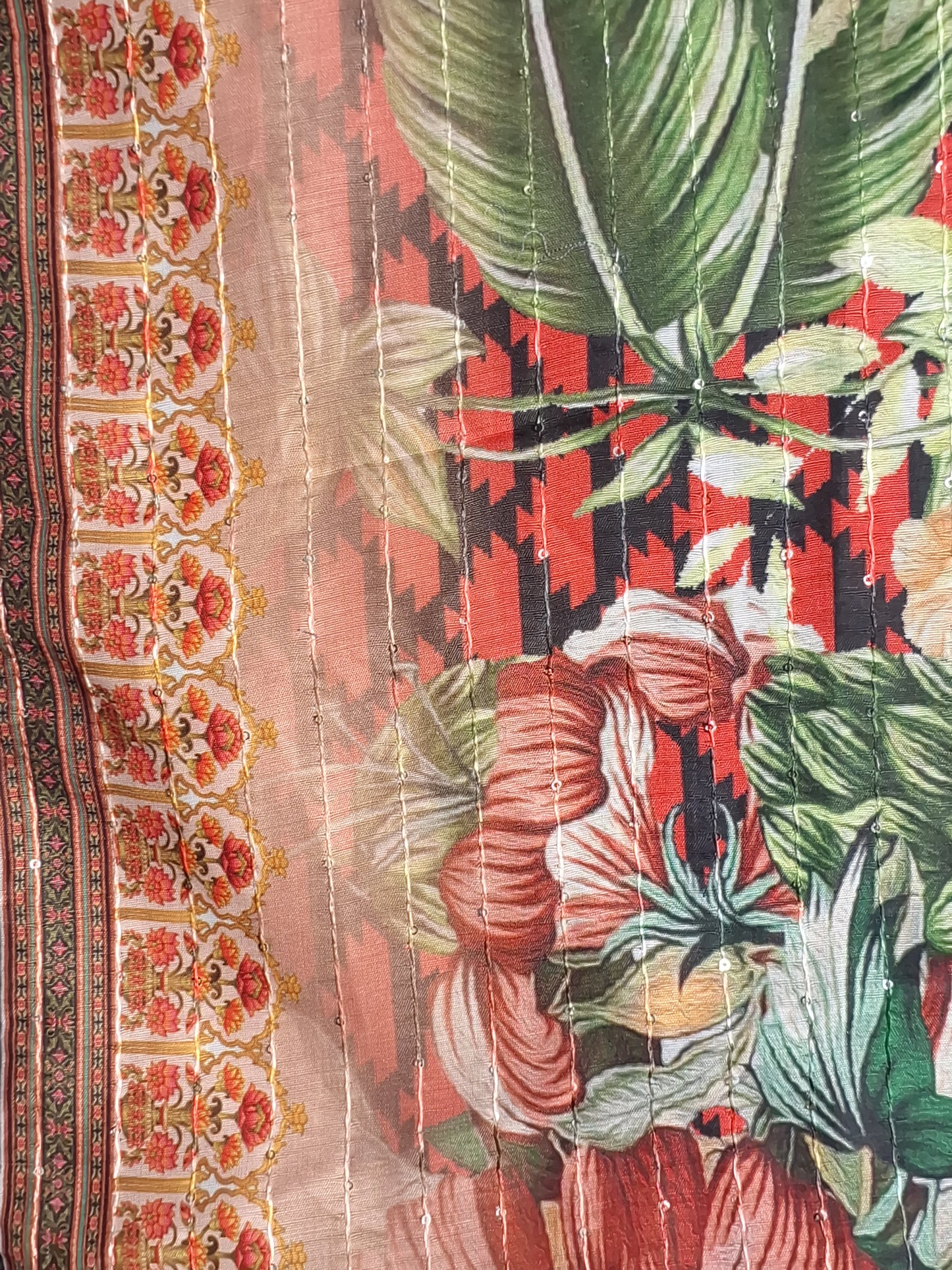 Black Colour Digital Print Unstitched Suit Rayon Fabric with Printed Dupatta
