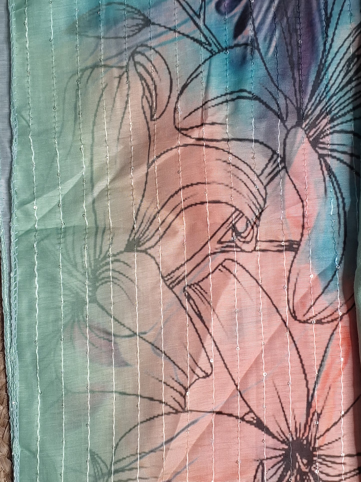 Mint Green Colour Digital Print Unstitched Suit Rayon Fabric with Printed Dupatta