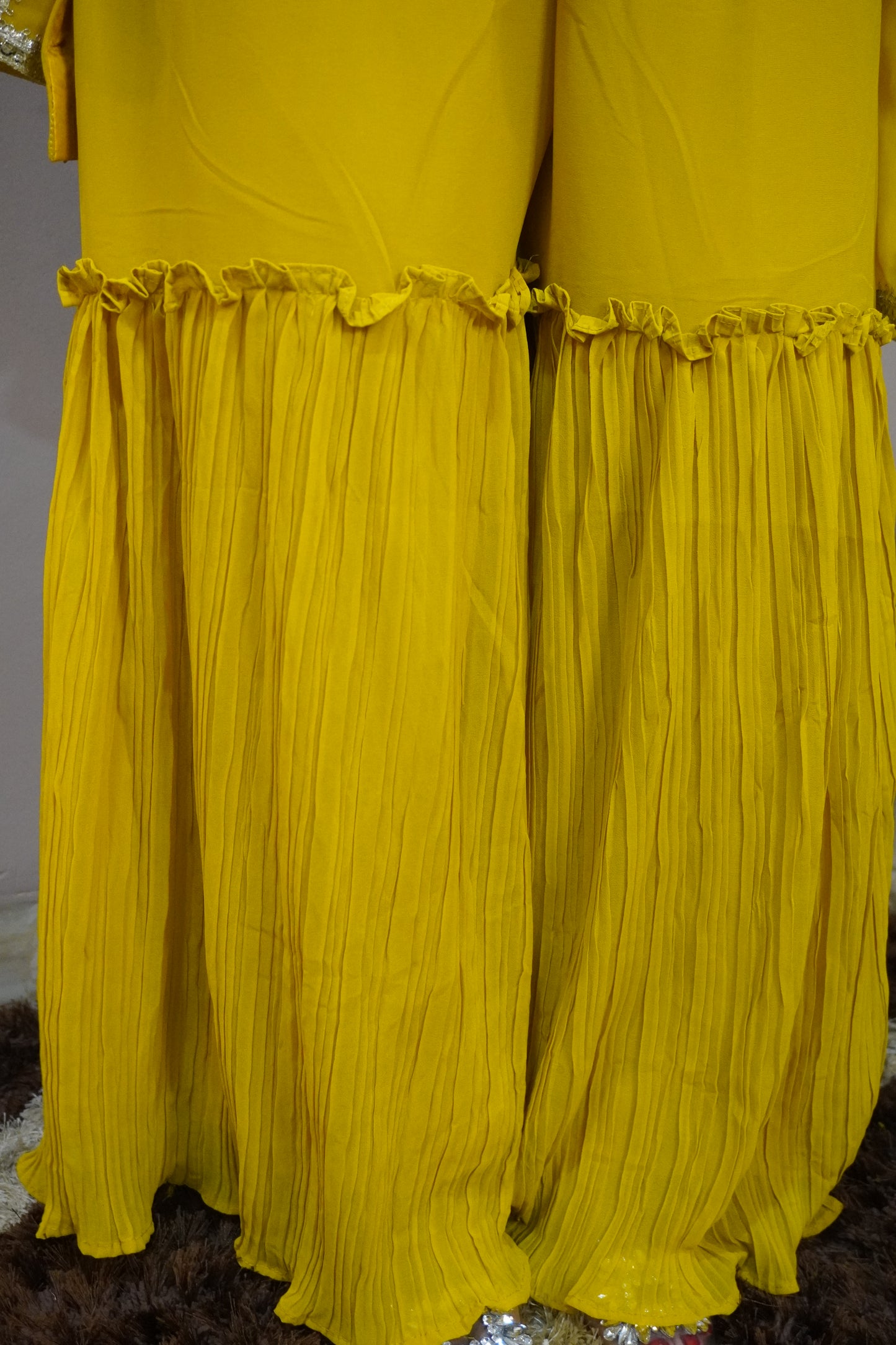 Yellow Colour Thread & Sequence Work Kurta with Sharara & Dupatta (Dress have 4 inch of margin both side for alteration as per customer need)
