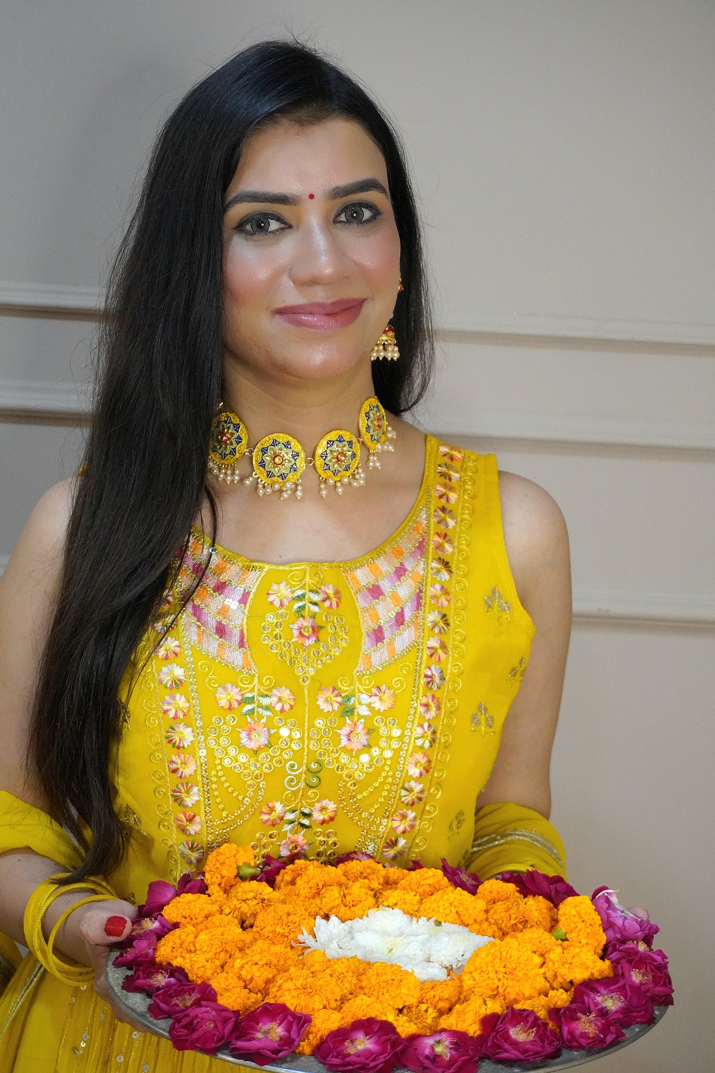 Yellow Colour Thread & Sequence Work Kurta with Sharara & Dupatta (Dress have 4 inch of margin both side for alteration as per customer need)