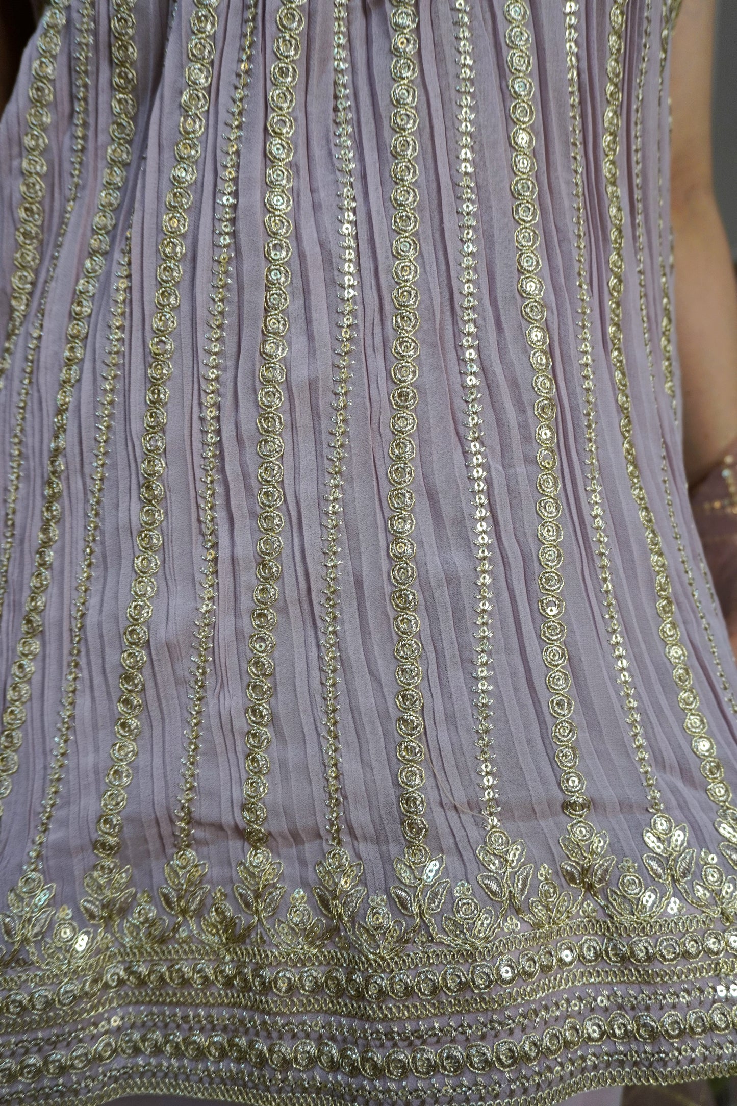 Mauve Colour Sequence & Thread Work Kurta with Sharara & Dupatta (Dress have 6 inch of margin both side for alteration as per customer need)