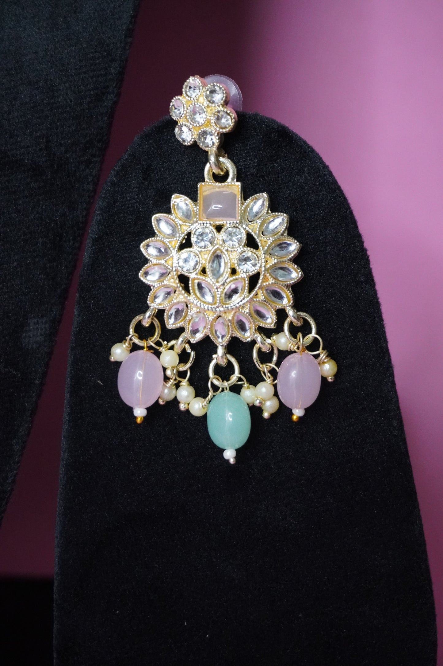 Multi Colour Kundan Necklace with Earring & Maang Tikka
