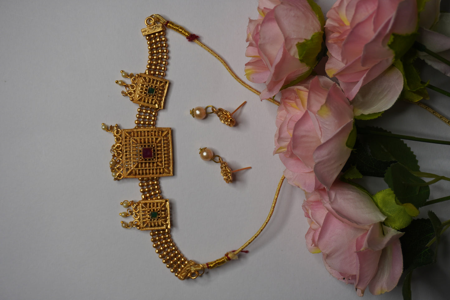 Gold Plated Choker Necklace with Earring