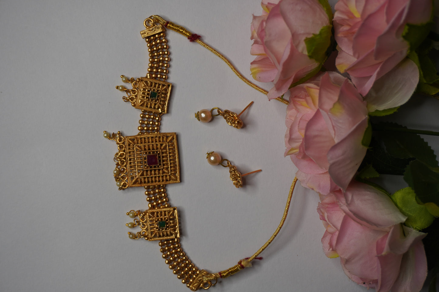 Gold Plated Choker Necklace with Earring