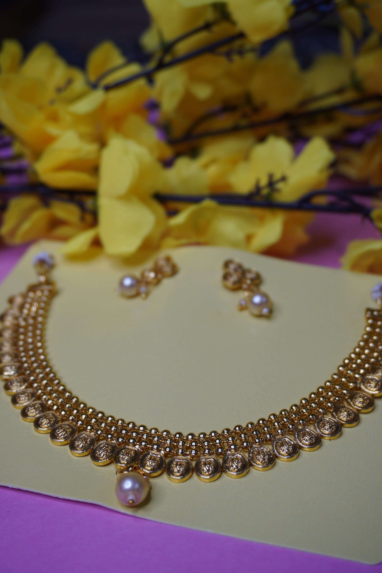 Gold Plated Necklace with Earring