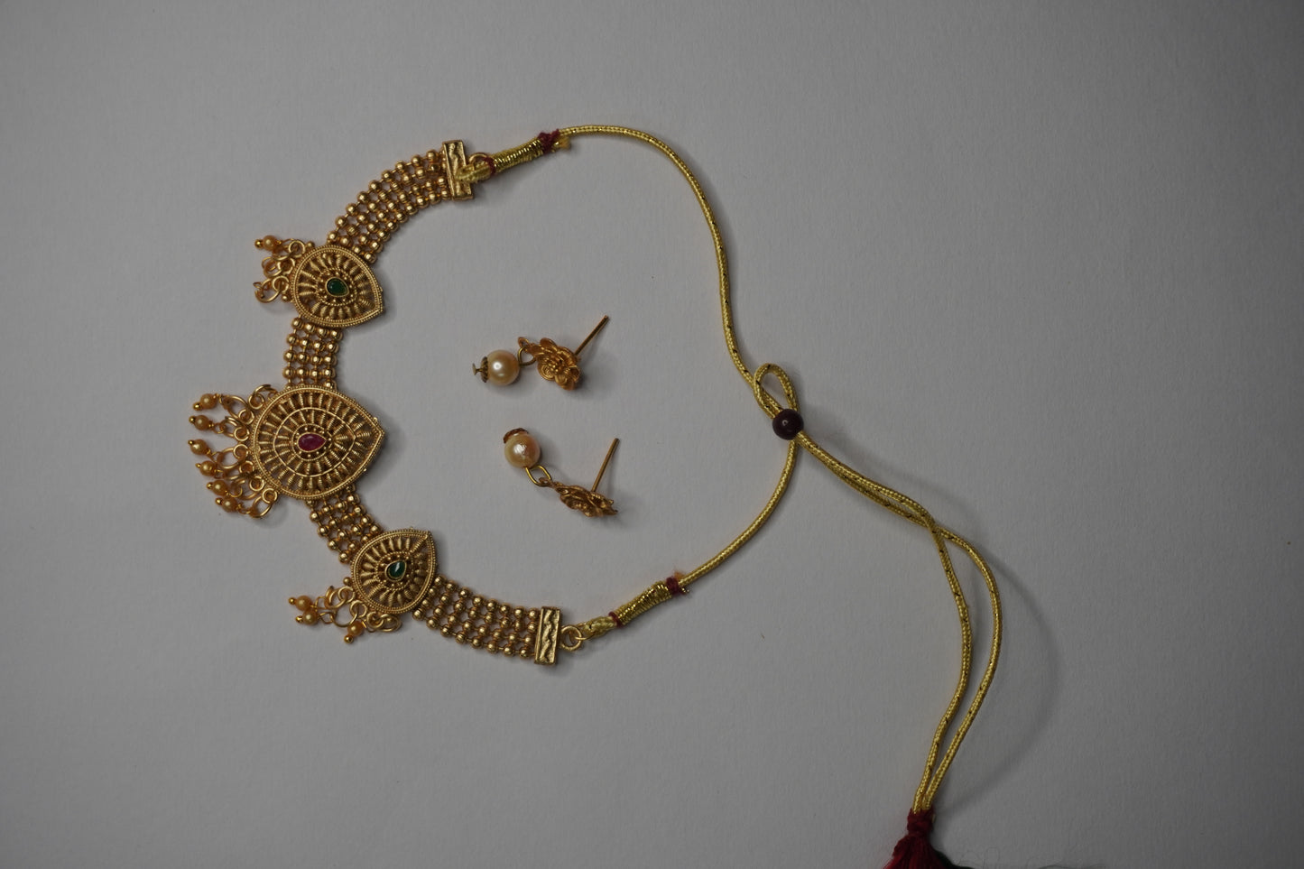 Gold Plated Choker Necklace with Earring