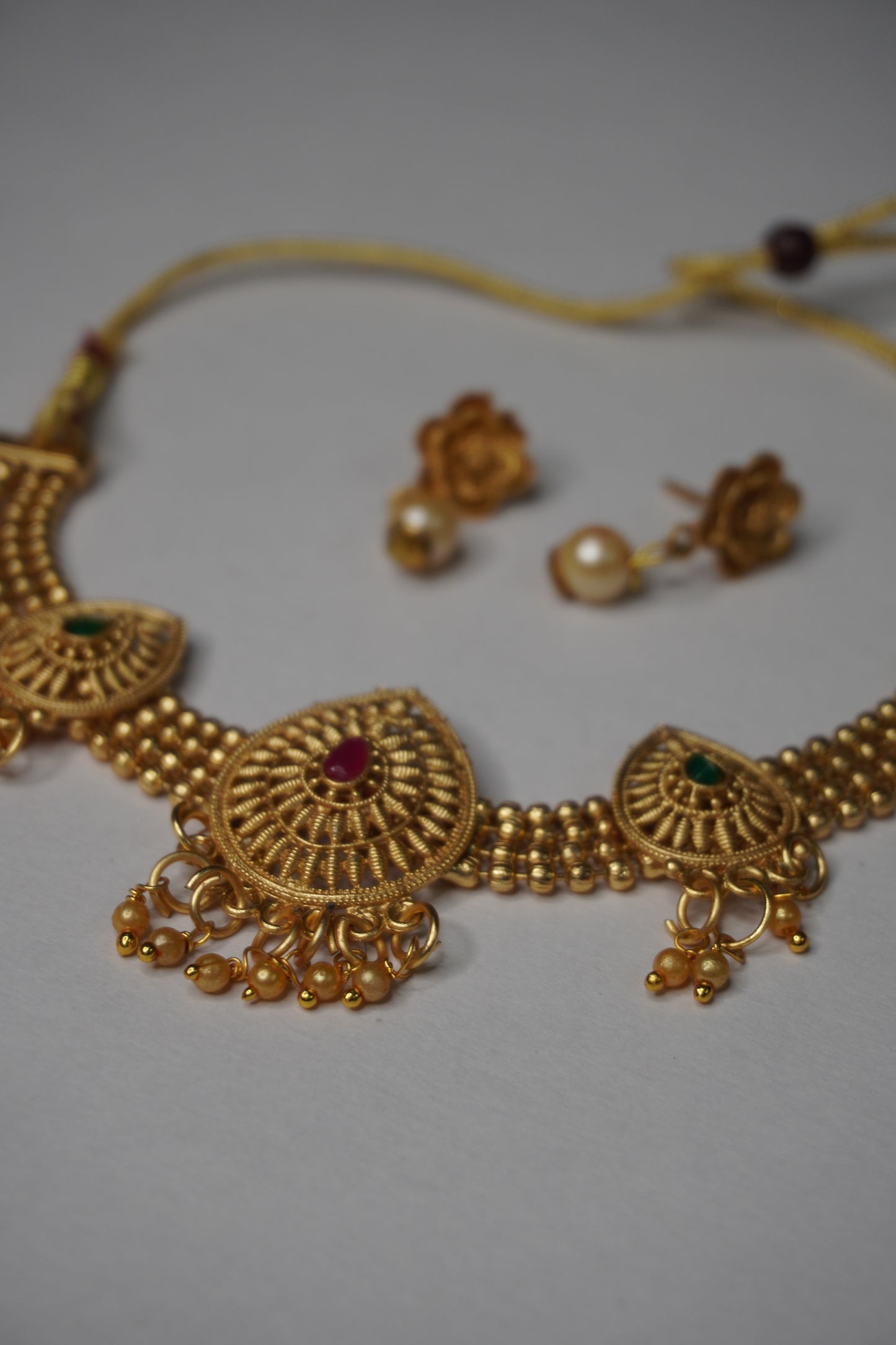 Gold Plated Choker Necklace with Earring