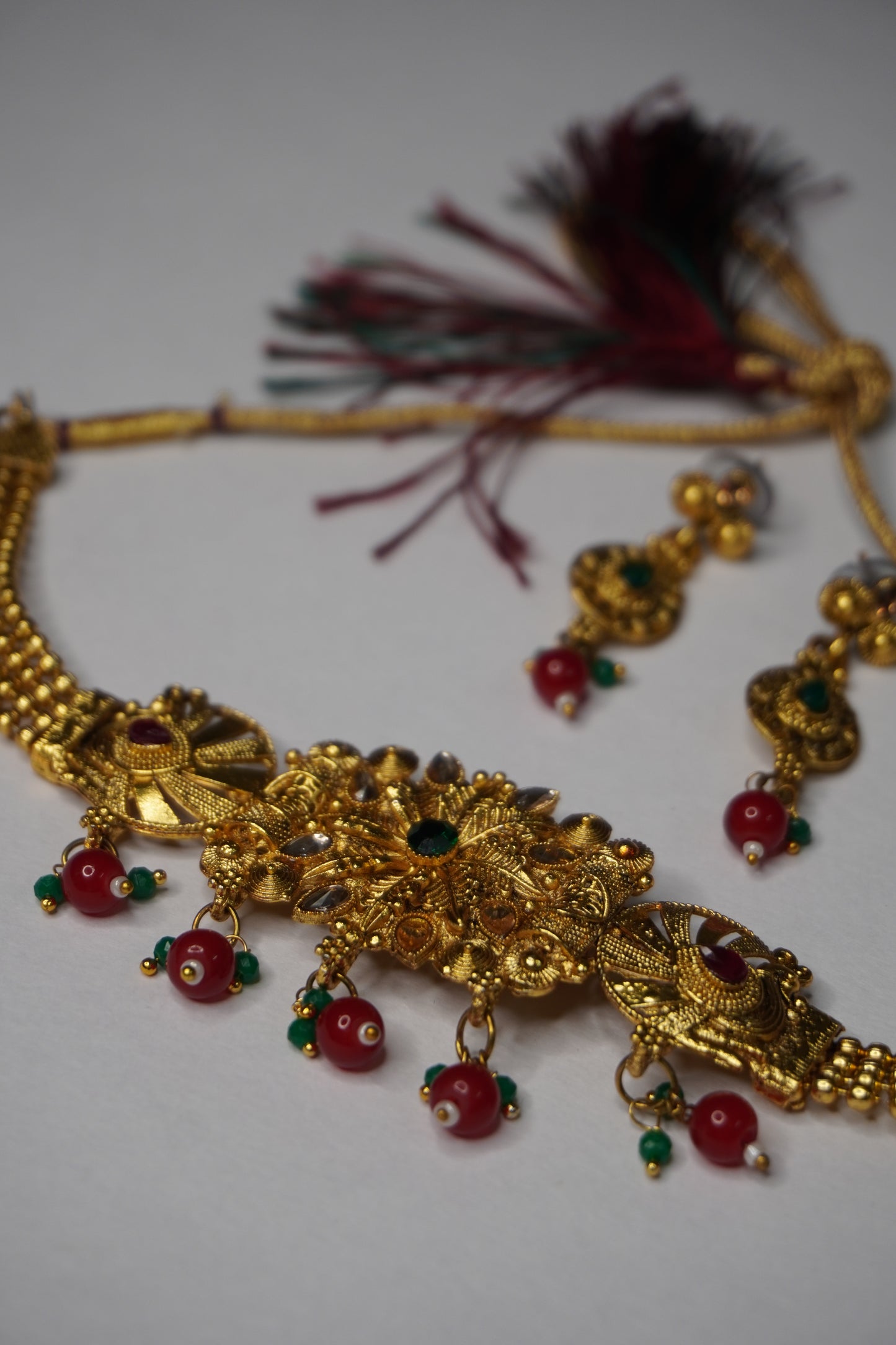 Gold Plated Choker Necklace with Earring