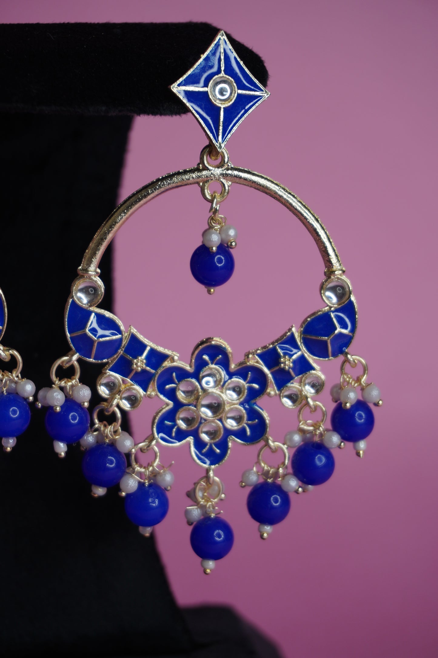 Blue colour chandbali earing