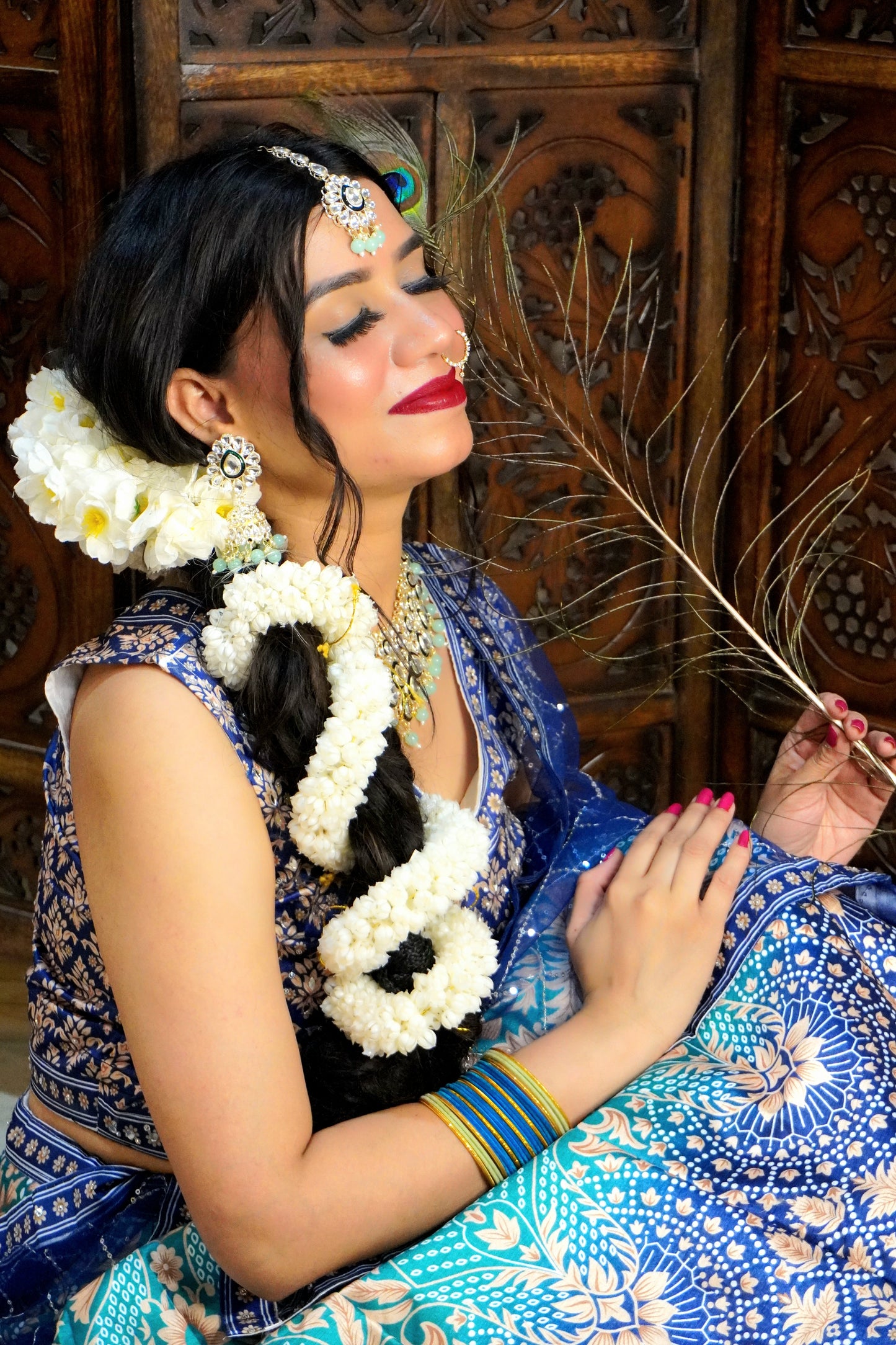 Peacock Colour Digital Print Free size Ready to Wear Designer Lehenga (Dress have 4 inch of margin both side for alteration as per customer need)