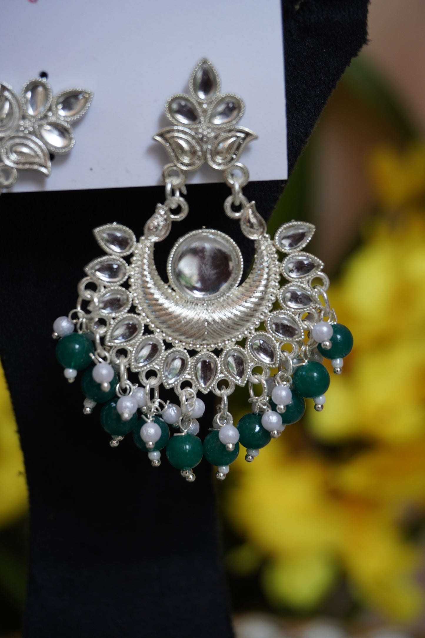 Green colour chandbali Earring