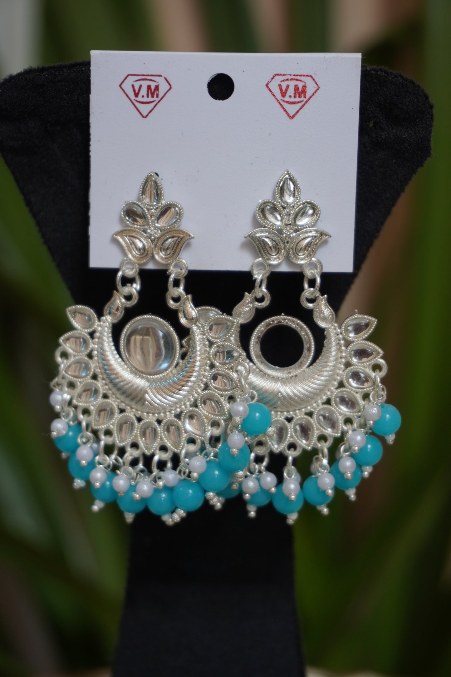 Sea Blue colour chandbali Earring