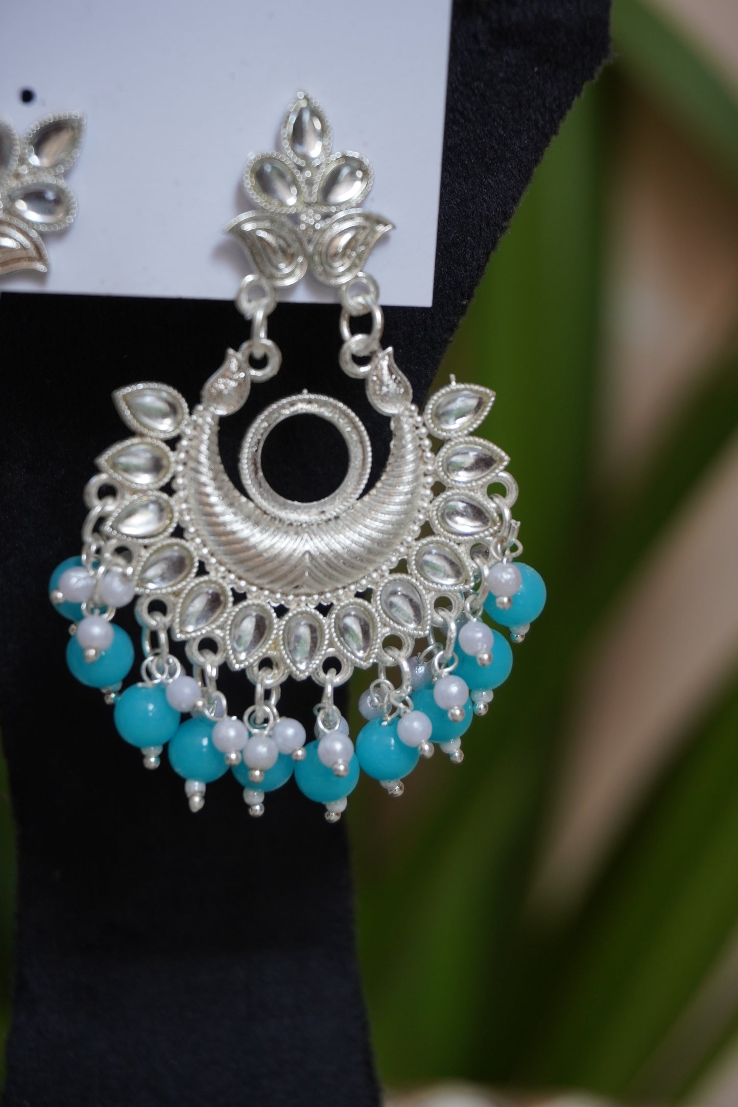 Sea Blue colour chandbali Earring