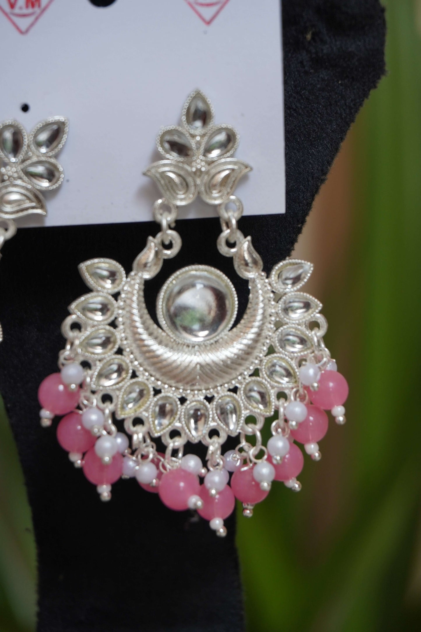 Baby Pink colour chandbali Earring