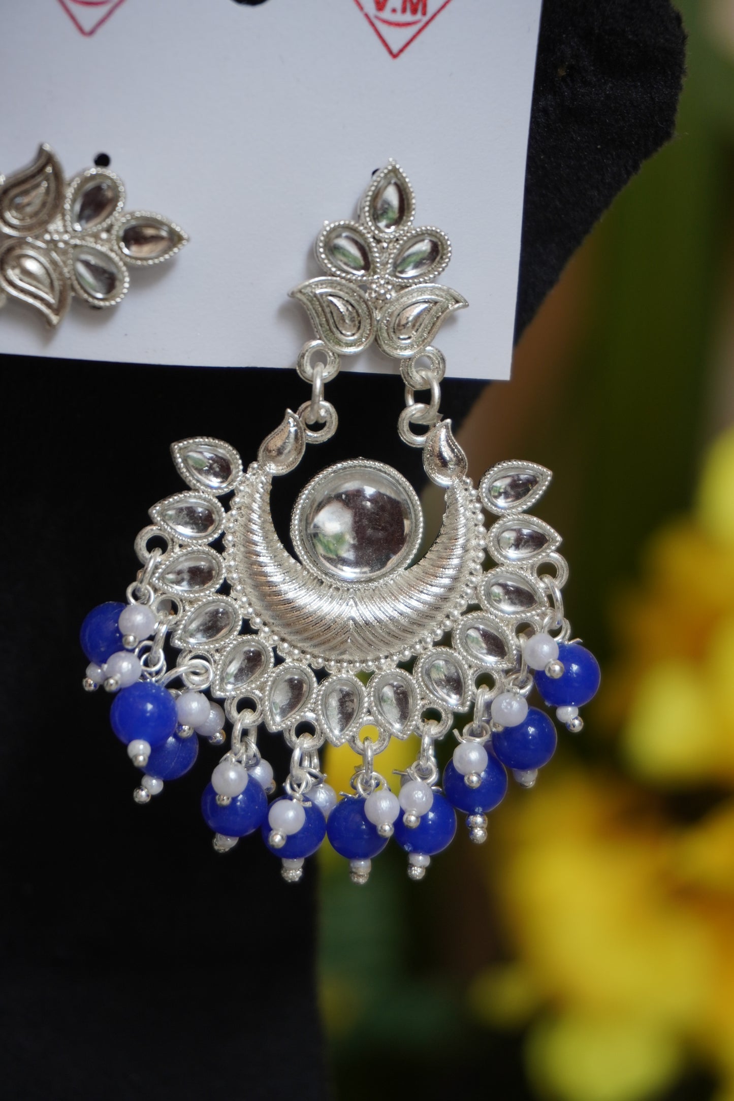 Blue colour chandbali Earring