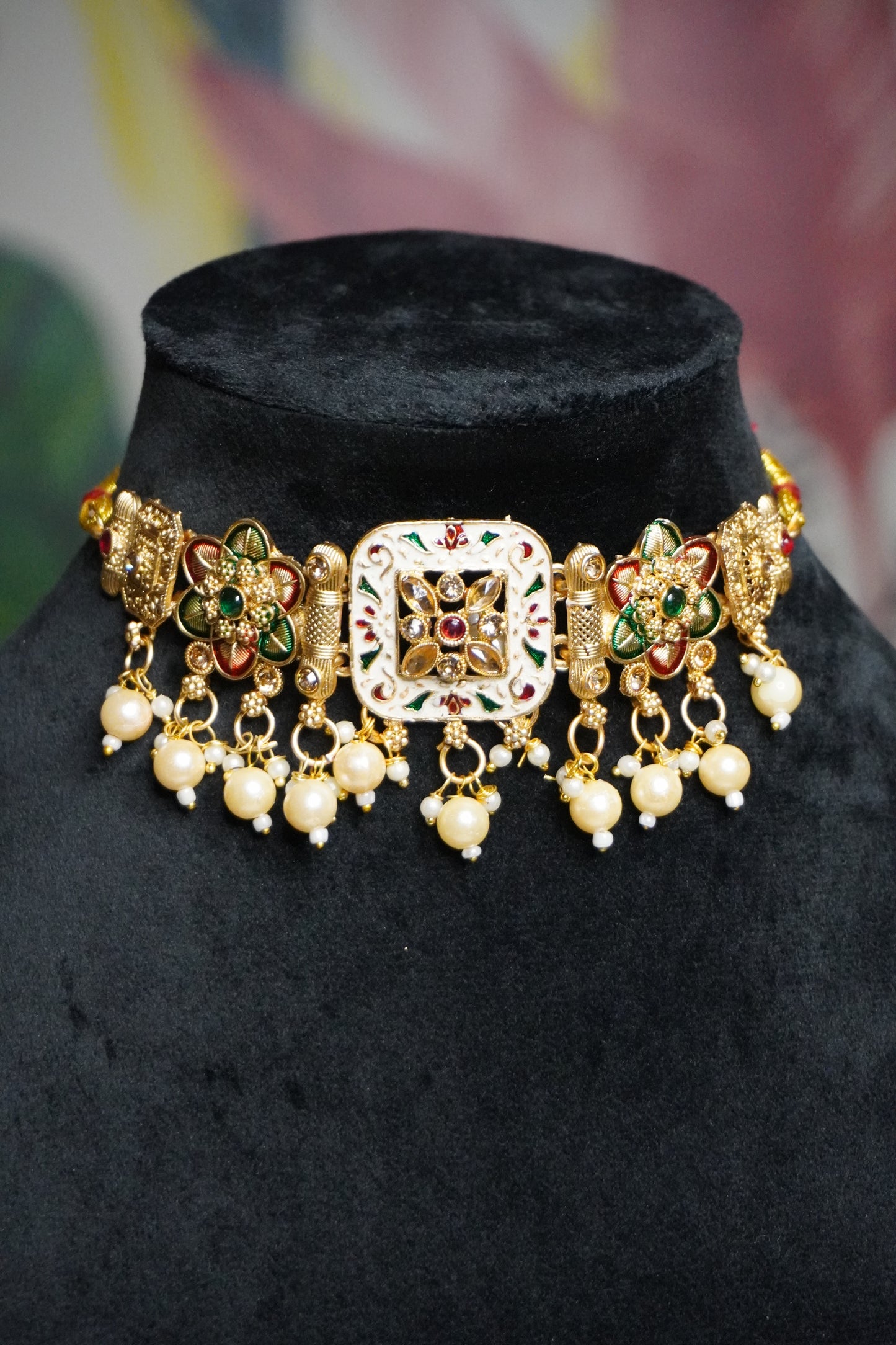 Gold Plated Choker Necklace with Earring