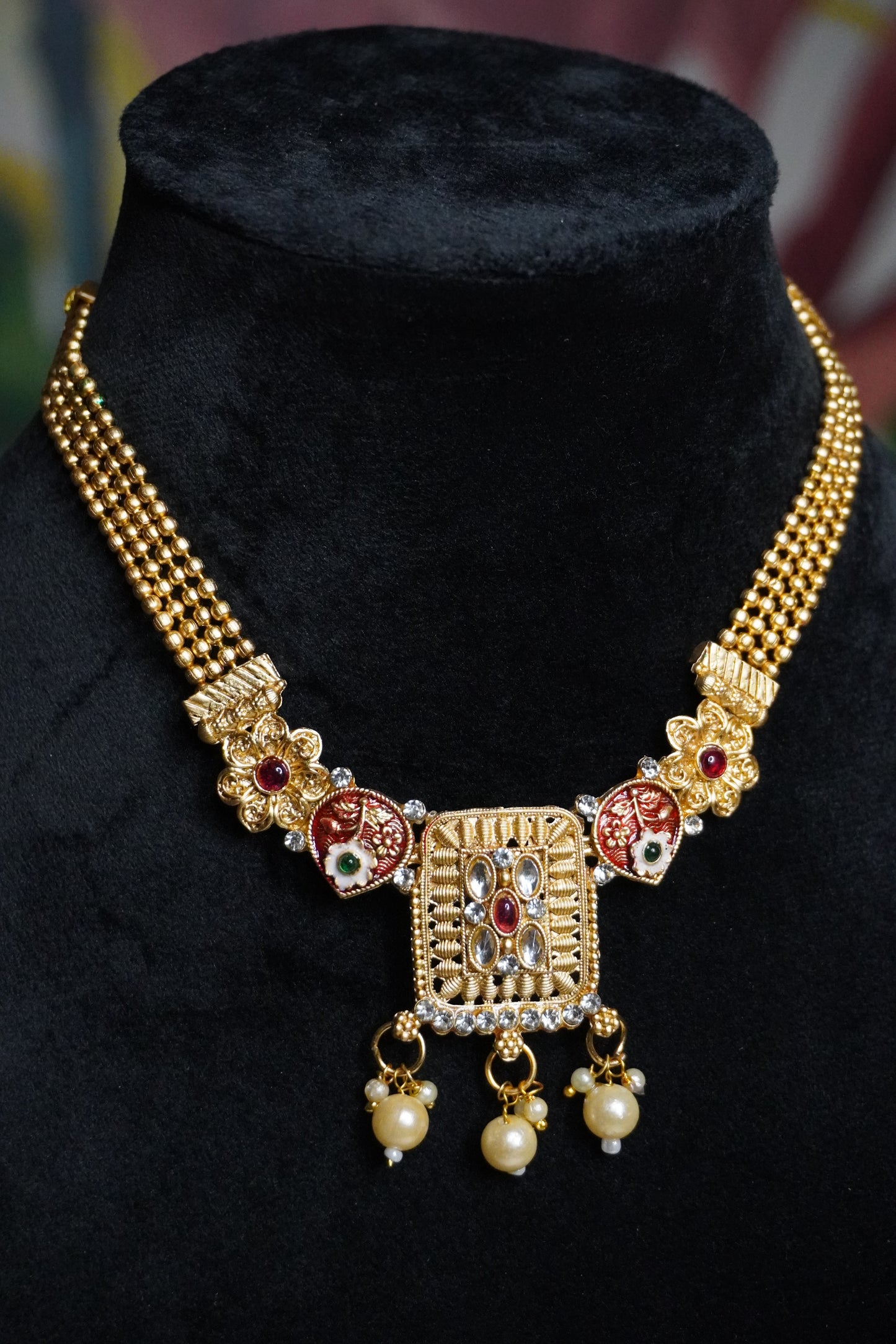Gold Plated Choker Necklace with Earring