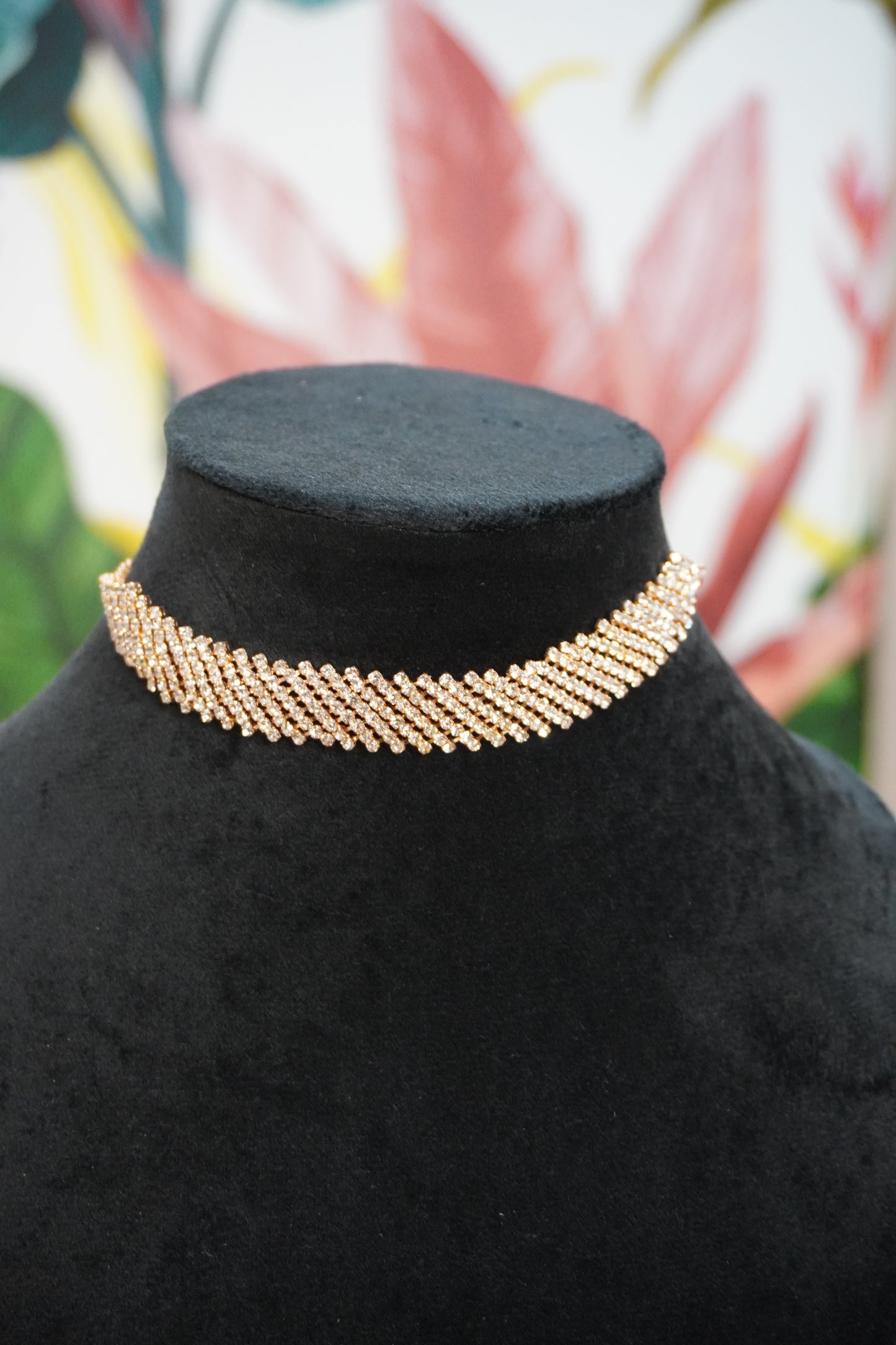 Rose Gold Colour Diamond work Necklace with Earring