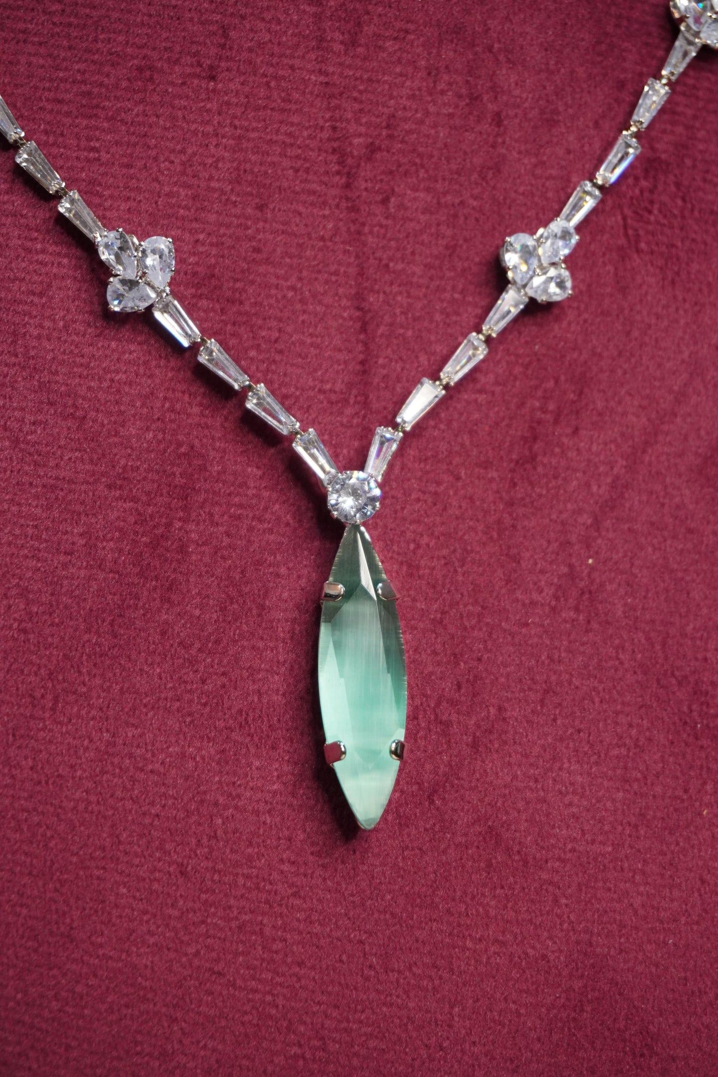 Mint Green Colour Pendant Necklace with Earring