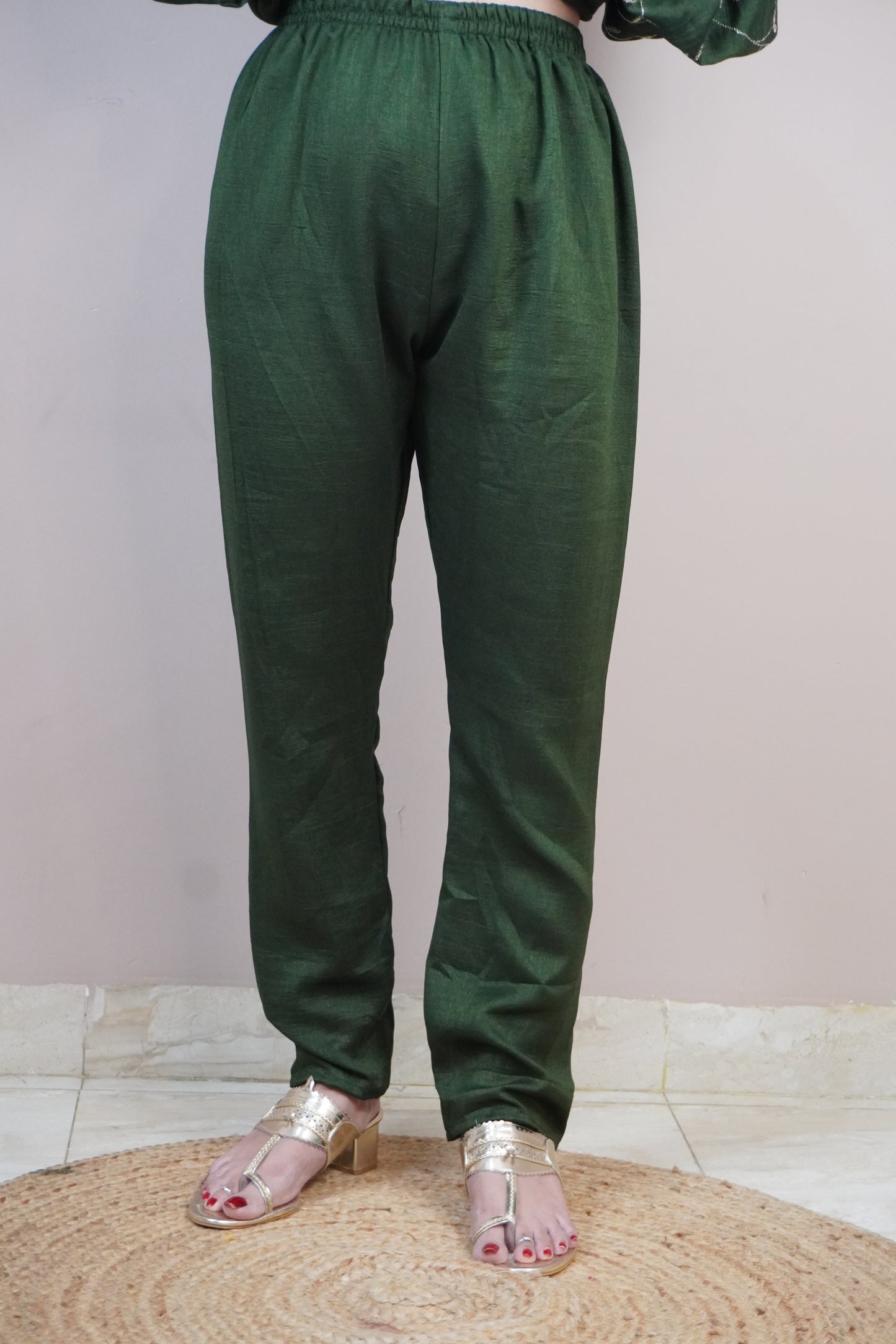 Green Colour Zari Work Straight Kurta Set with Pant & Dupatta