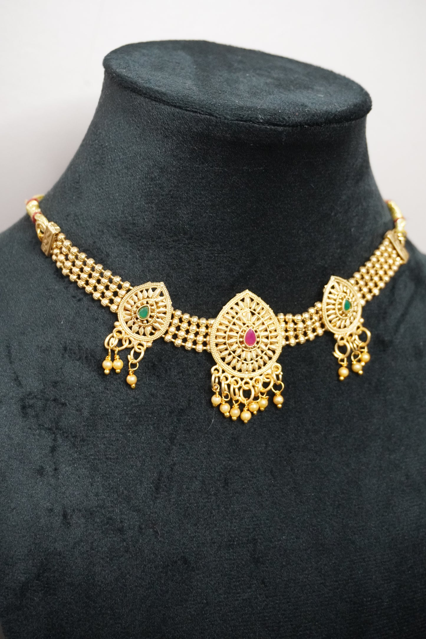 Gold Plated Choker Necklace with Earring