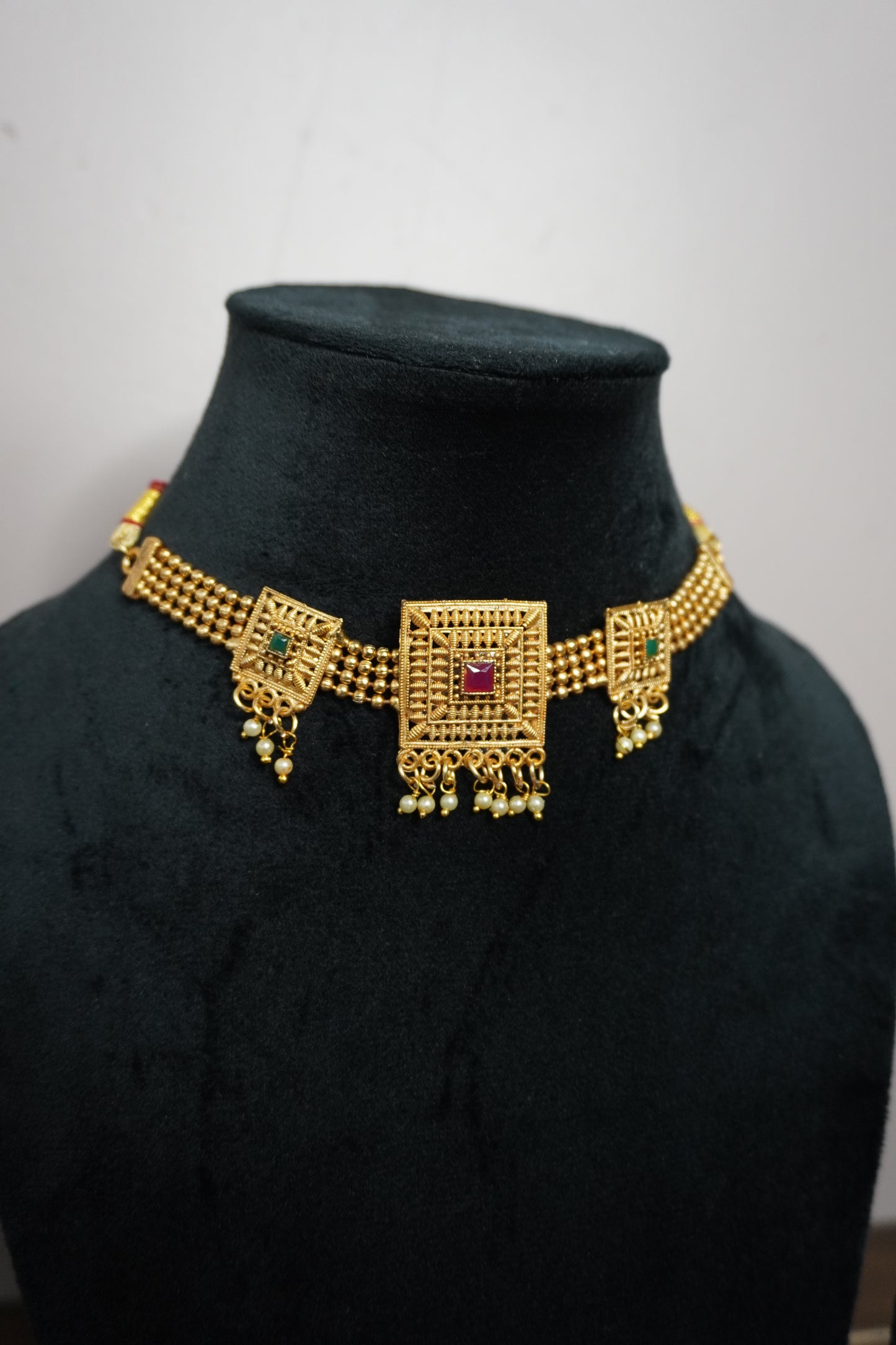 Gold Plated Choker Necklace with Earring