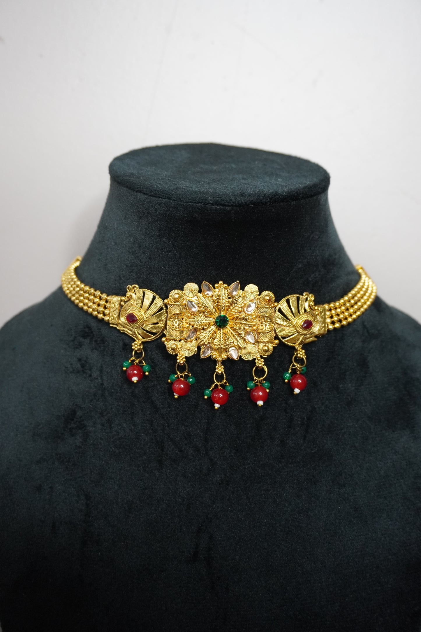 Gold Plated Choker Necklace with Earring