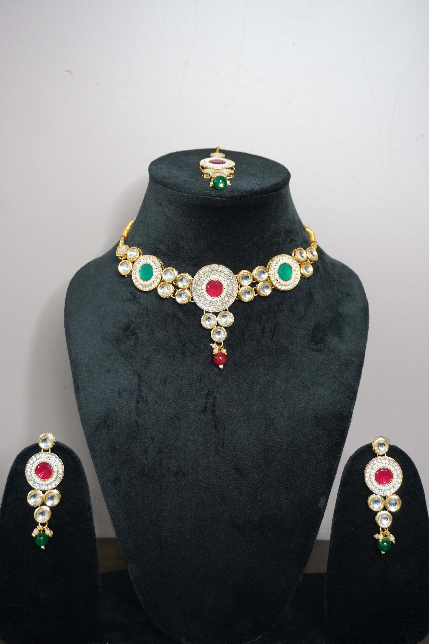 kundan Gold Plated Choker Necklace with Earring